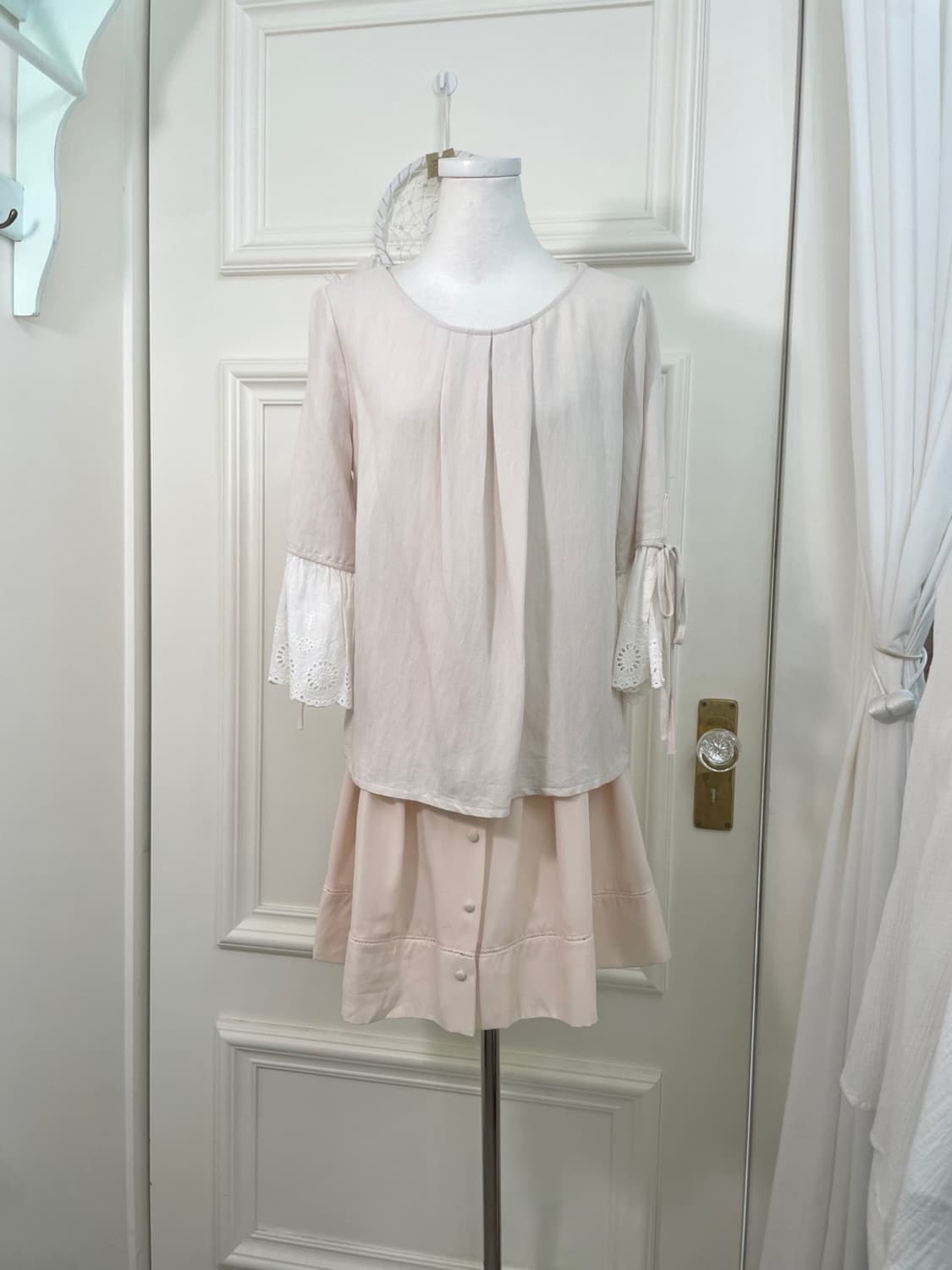 beige ivory summer cotton blouse 상품이미지2