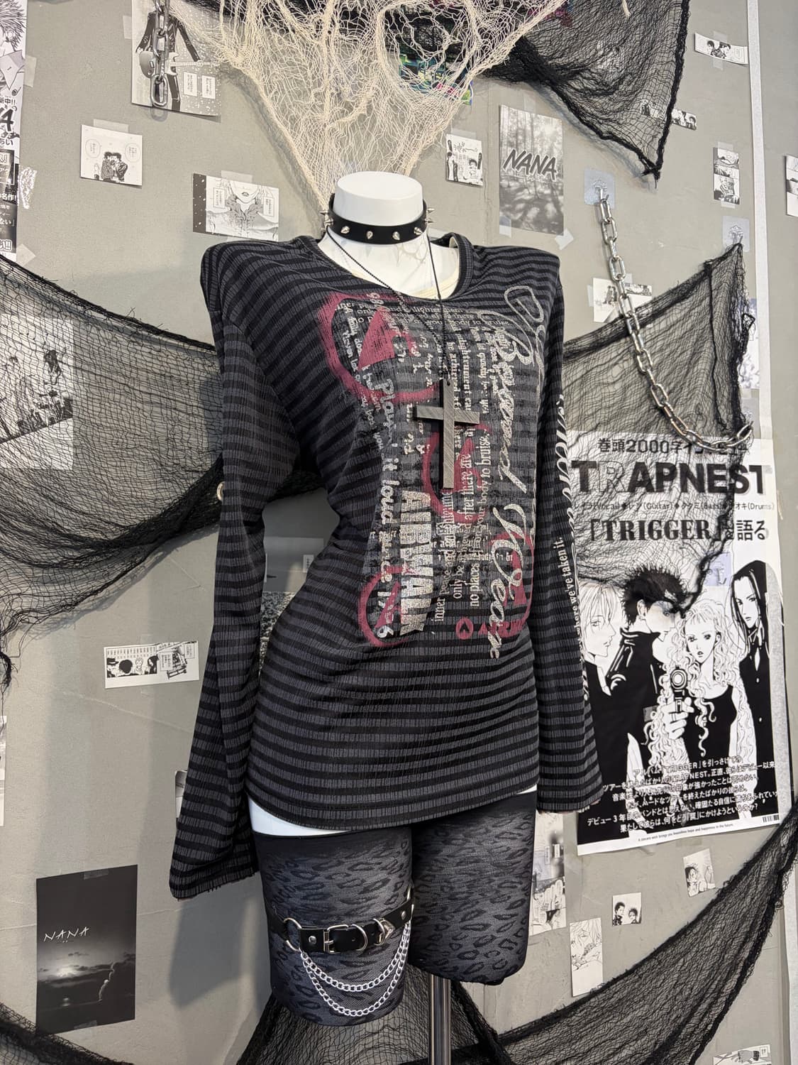 Y2K Stripe Glitter lettering long sleeve 상품이미지9