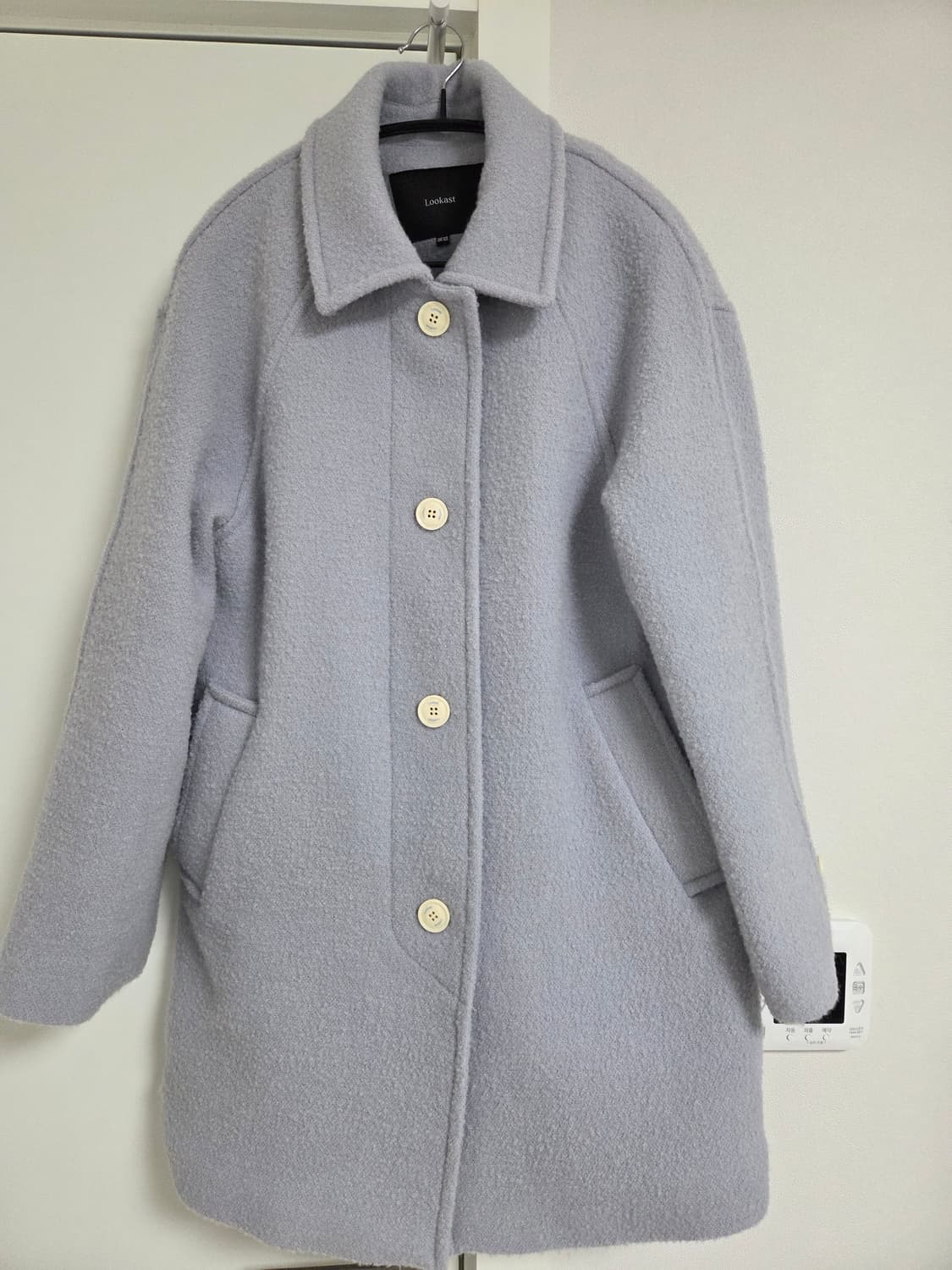 룩캐스트 헤일리 울 부클 하프 코트_아쿠아 블루 상품이미지4