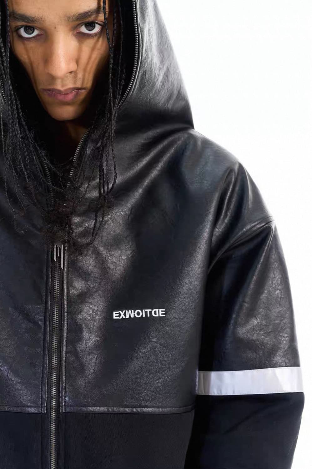 Oversized Reflective-Trim Leather Puffer 상품이미지6