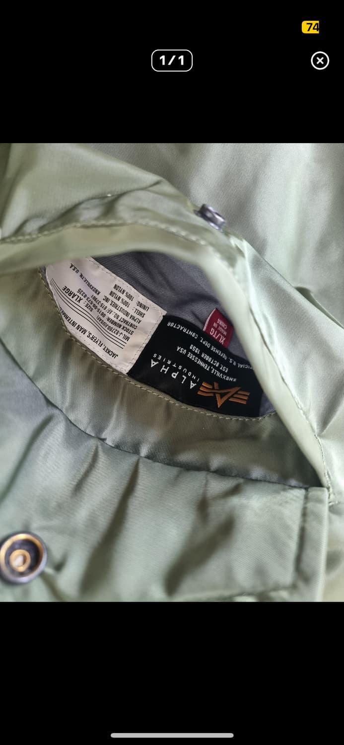 미착용 알파인더스트리 ma-1 xl 팝니다 상품이미지5