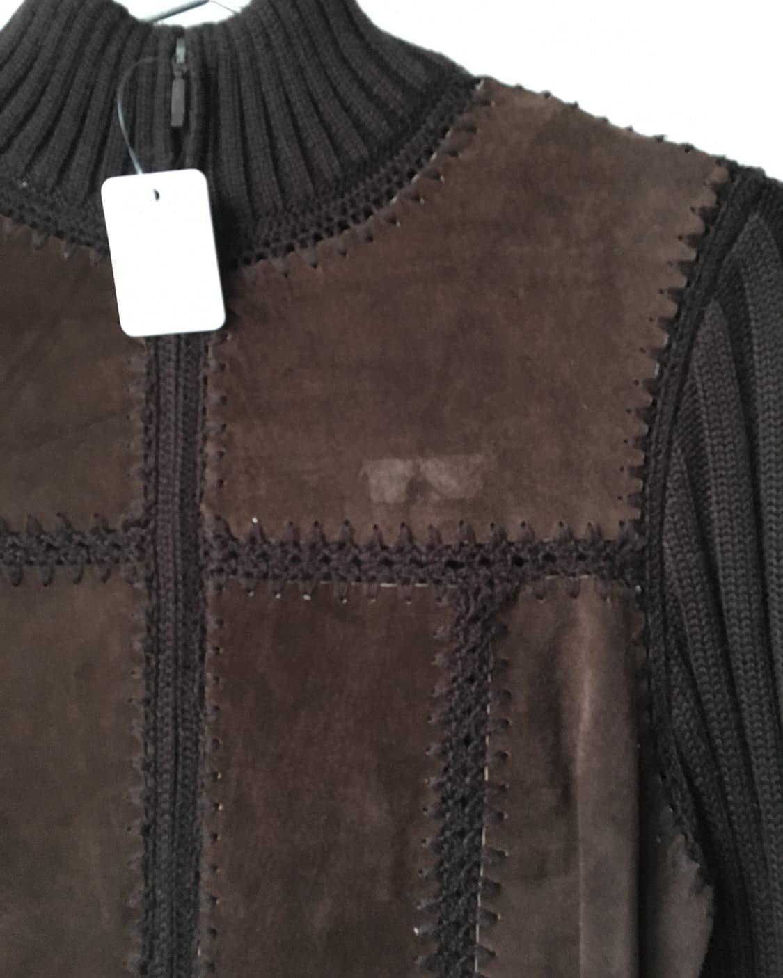 Suede layered ribbed knit zip up 상품이미지4