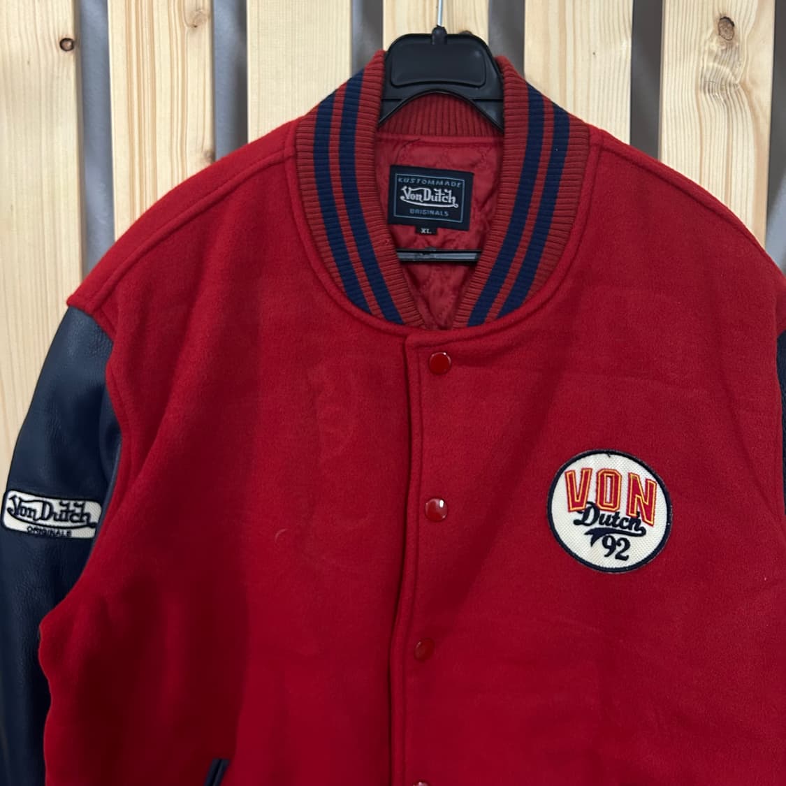 (L) 본더치 레드 블루 바시티 자켓 상품이미지4