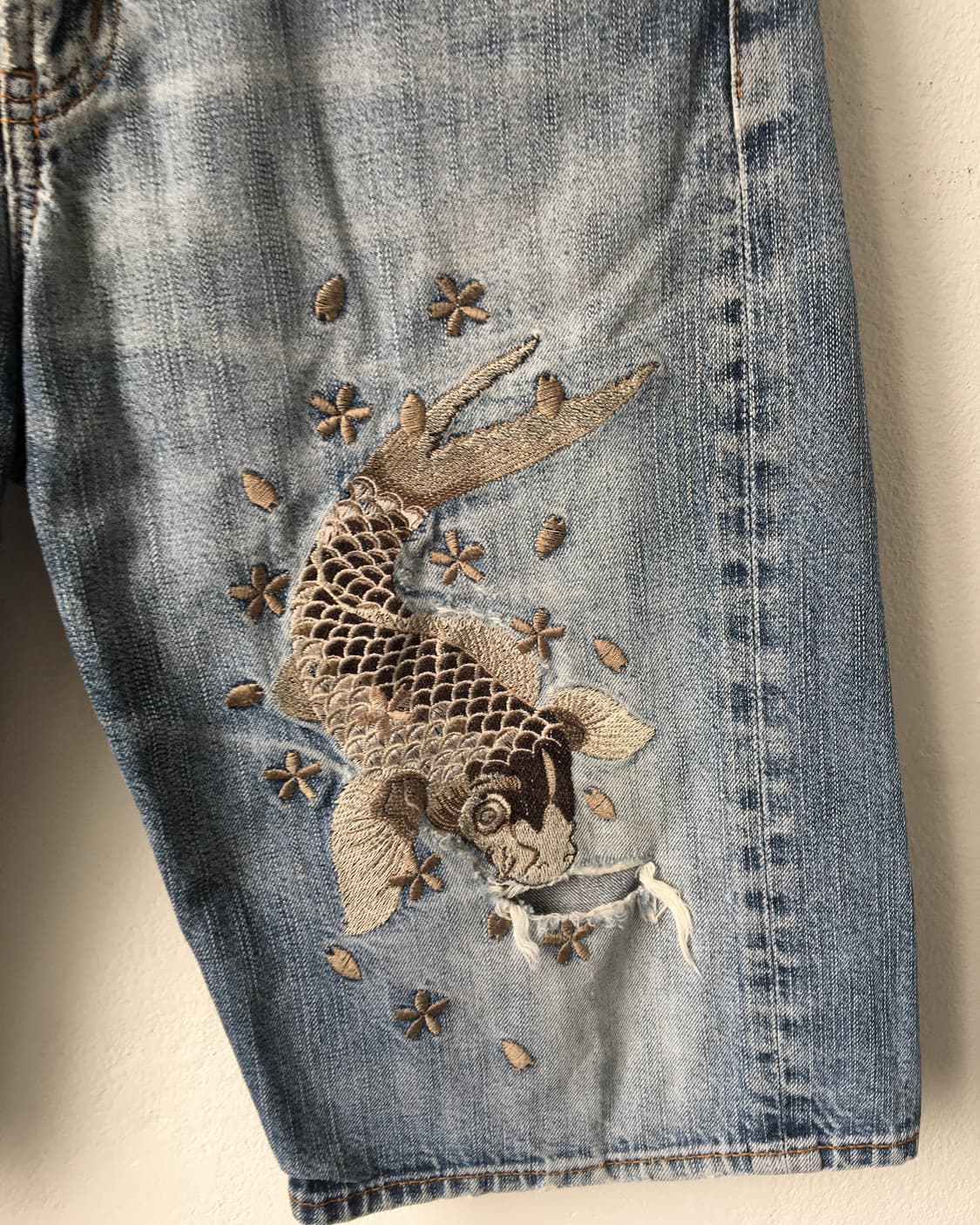 Oriental needle work denim half pants 상품이미지6