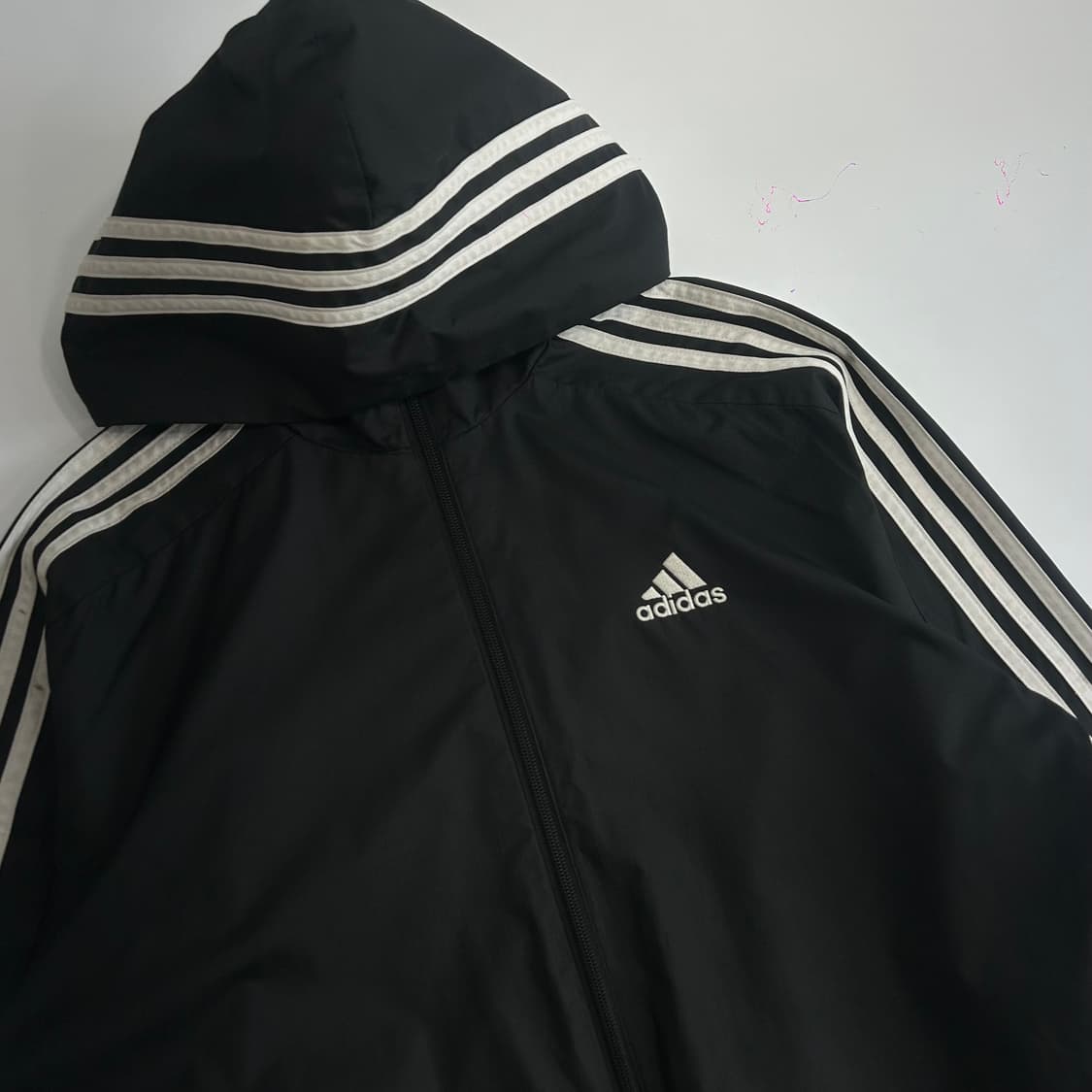 Adidas 아디다스 삼각로고 불랙 후드 바람막이 상품이미지5