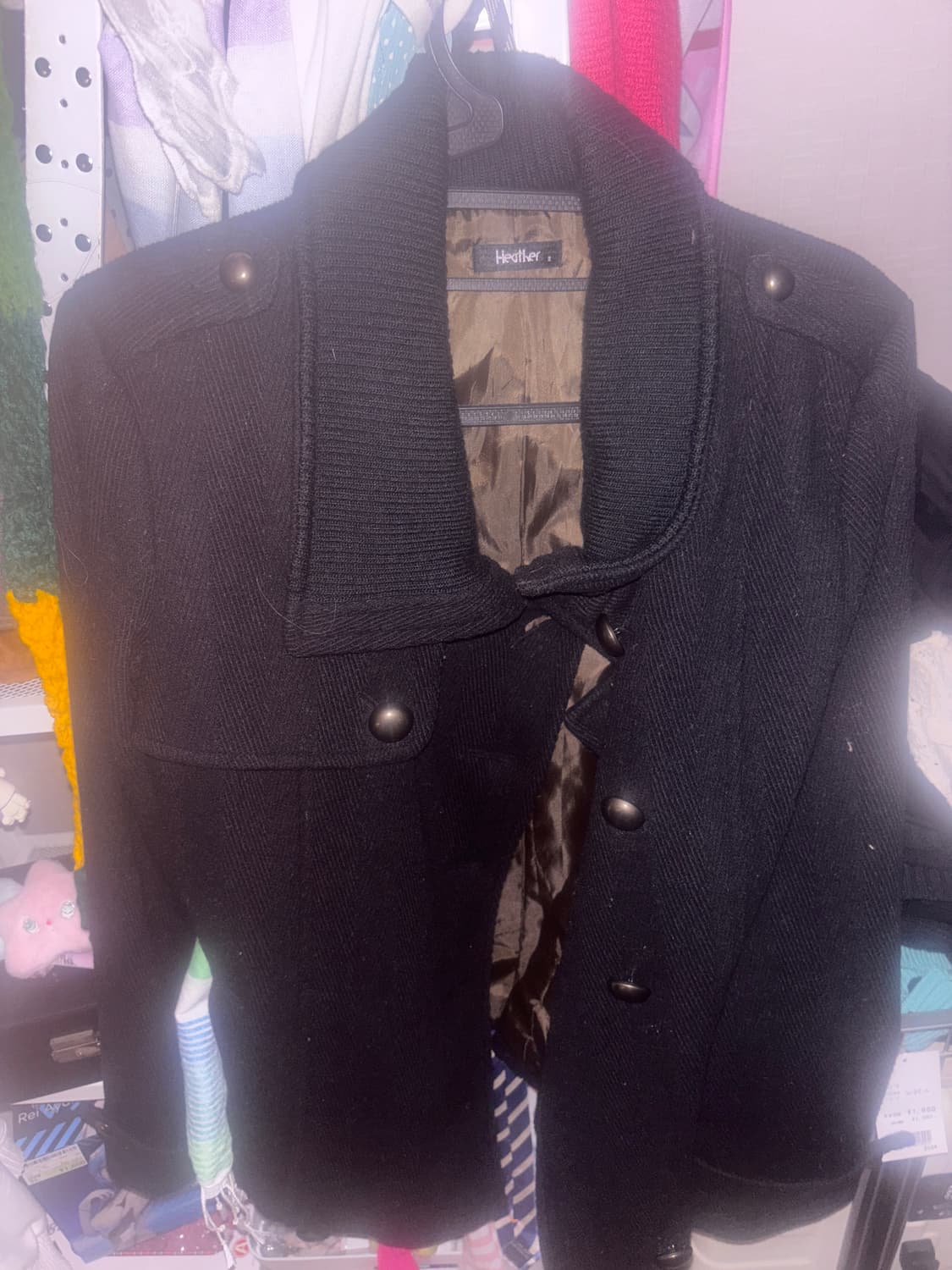 블랙 금장 버튼 숏코트 펑크 빈티지 모리걸 하구미 갸루 상품이미지2