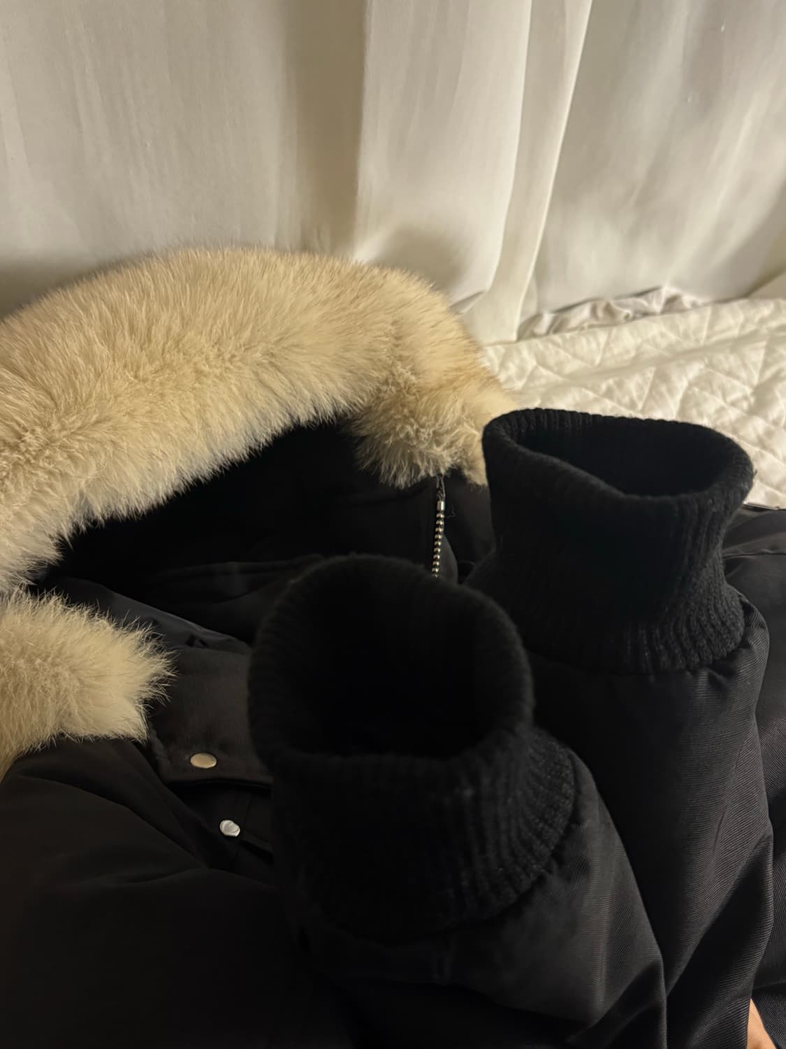 무스너클 발리스틱 봄버 패딩 화이트퍼 m 상품이미지7