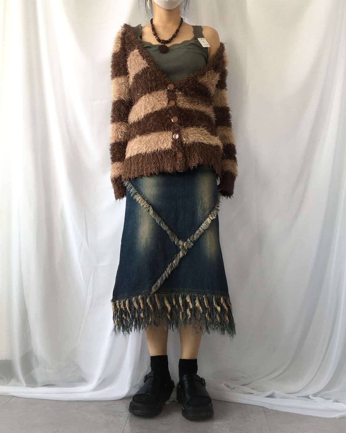Cecil mcbee fluffy stripe cardigan 상품이미지4