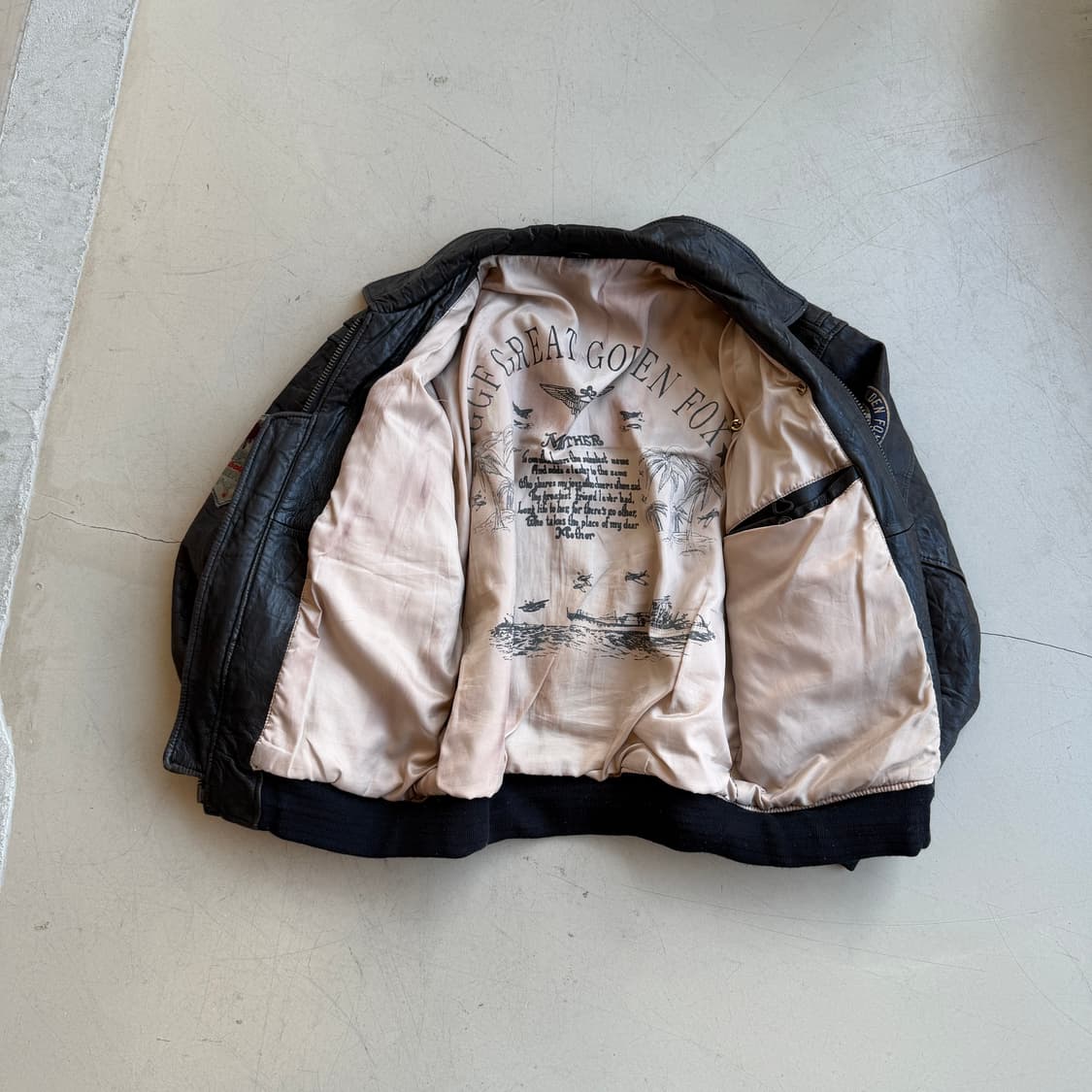 90s 카우하이드 레더 G-1 봄버 자켓 상품이미지3