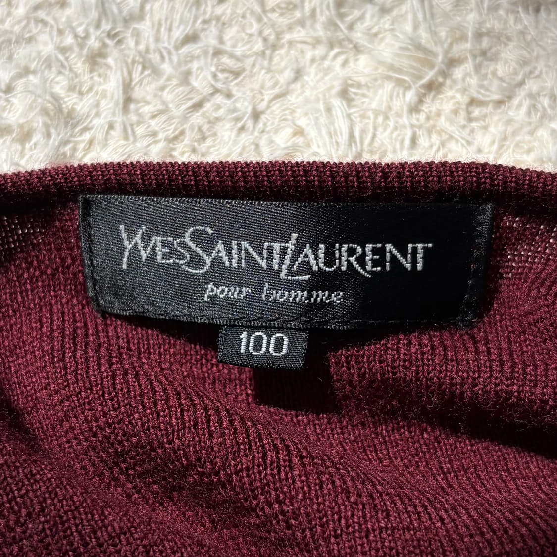 YSL 입생로랑 버건디 버튼 니트 베스트 상품이미지5