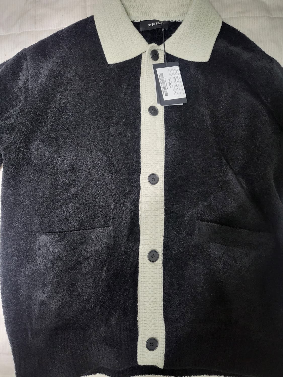 26SS 시스템옴므 콘트라스트 칼라 점퍼 니트 가디건 블랙 100 새상품 상품이미지2