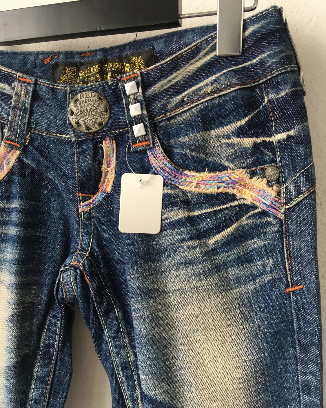 Red pepper back patch point denim pants 상품이미지6