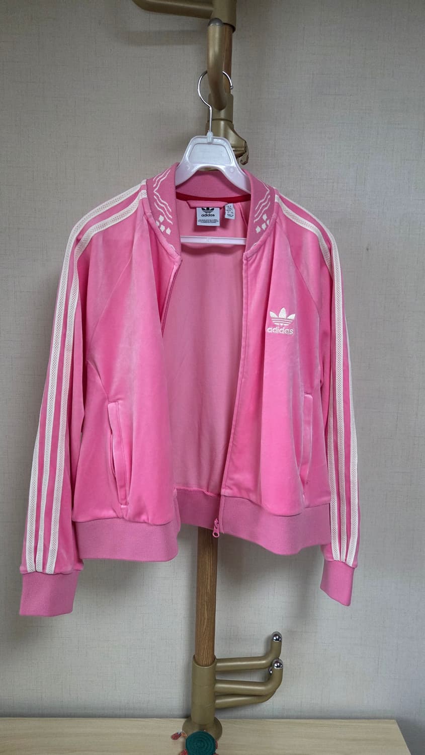 아디다스 X FeifeiRuan 벨루어 크롭 핑크 져지 트랙탑 상품이미지3