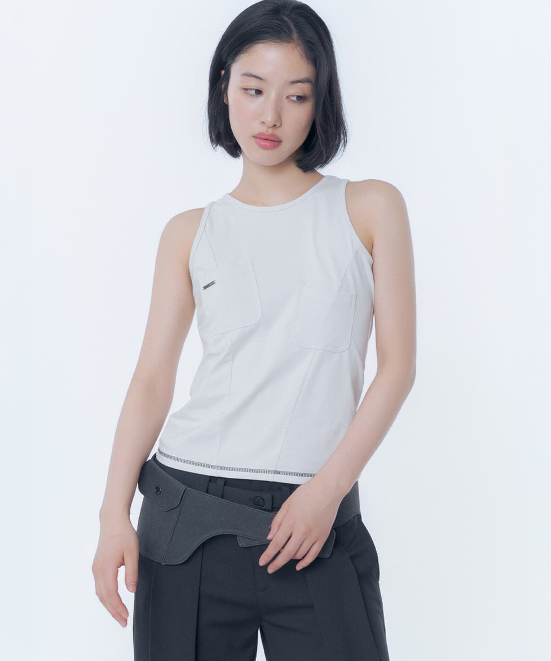 미세키서울 포켓 Pocket pointed sleeveless GREY 상품이미지2