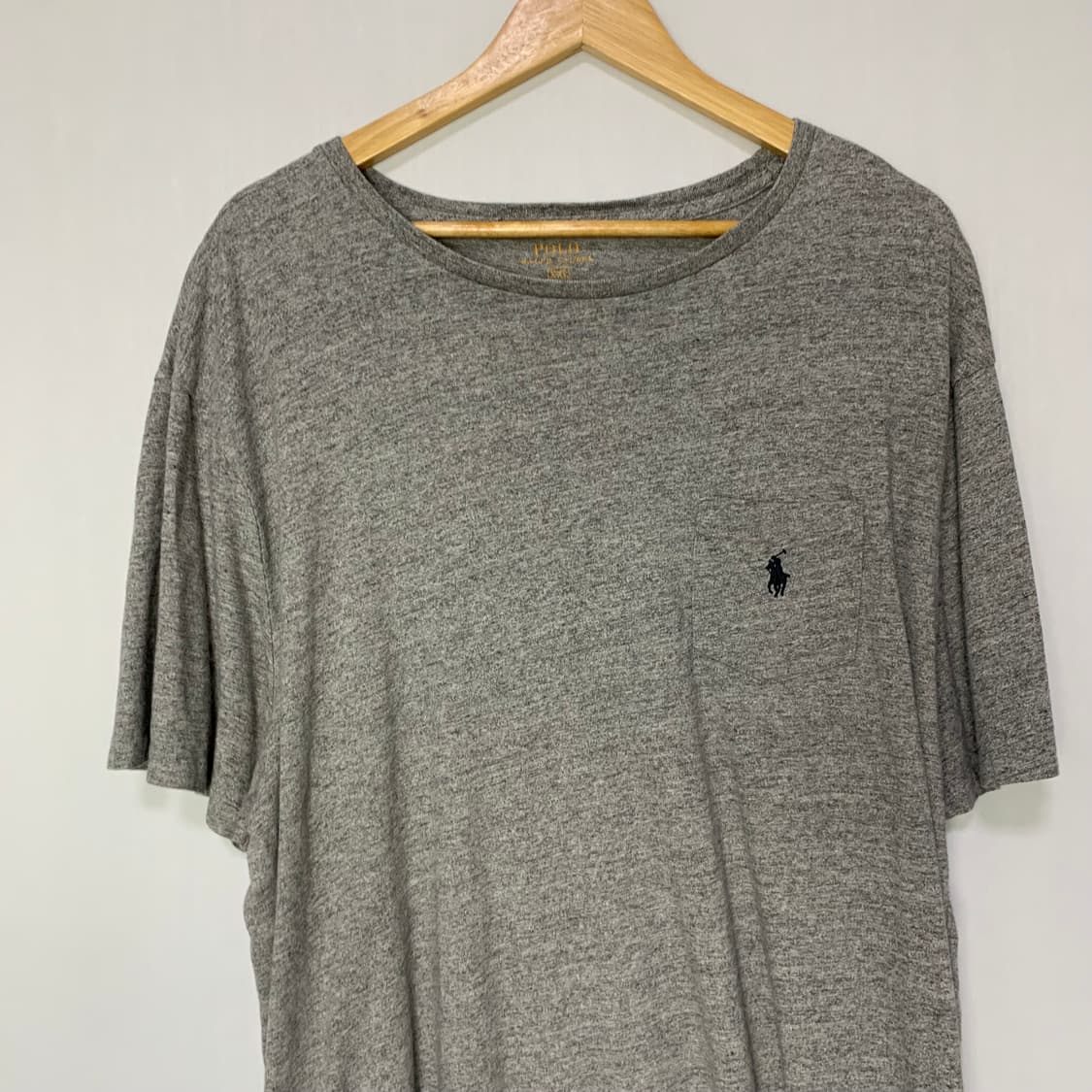 폴로 랄프로렌 포니 로고 포켓 반팔 티셔츠 빈티지 그레이 2XL 루즈핏 상품이미지2