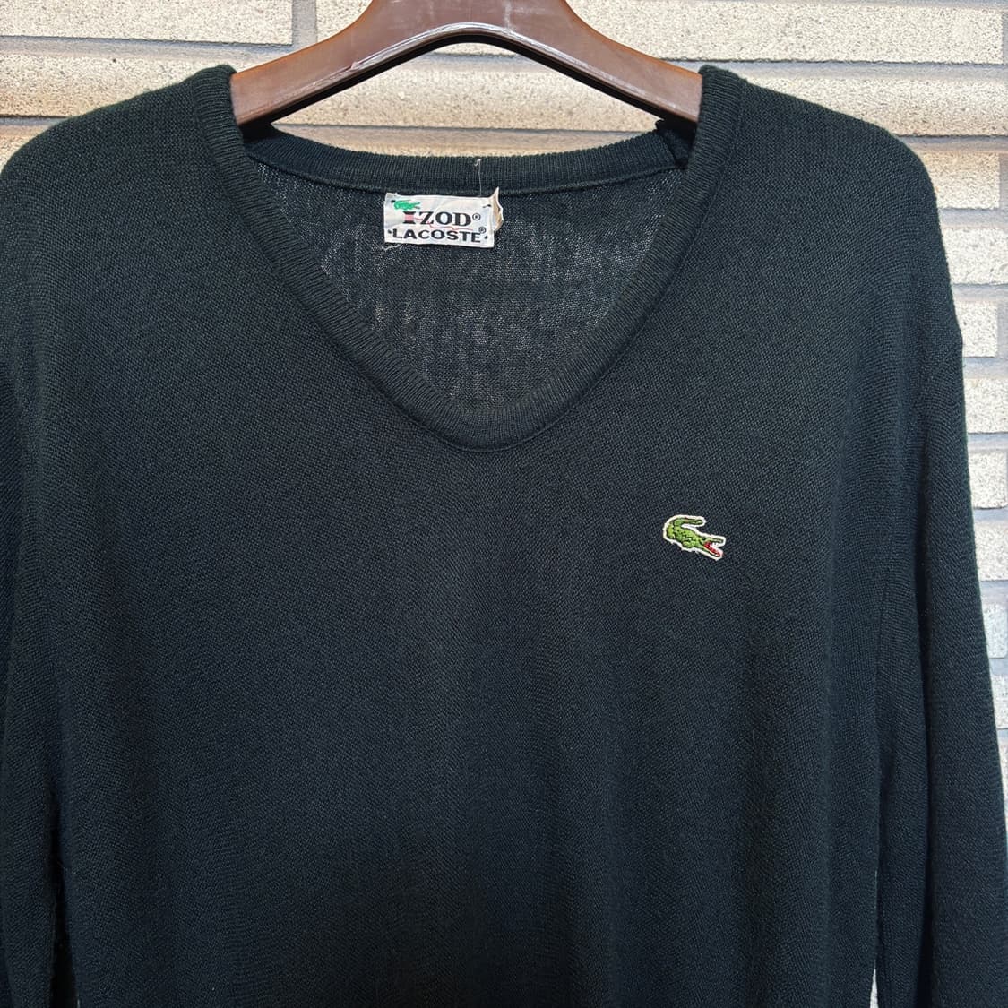 라코스테 아이조드 아크릴100 브이넥 니트 롱시보리 진청녹 상품이미지4