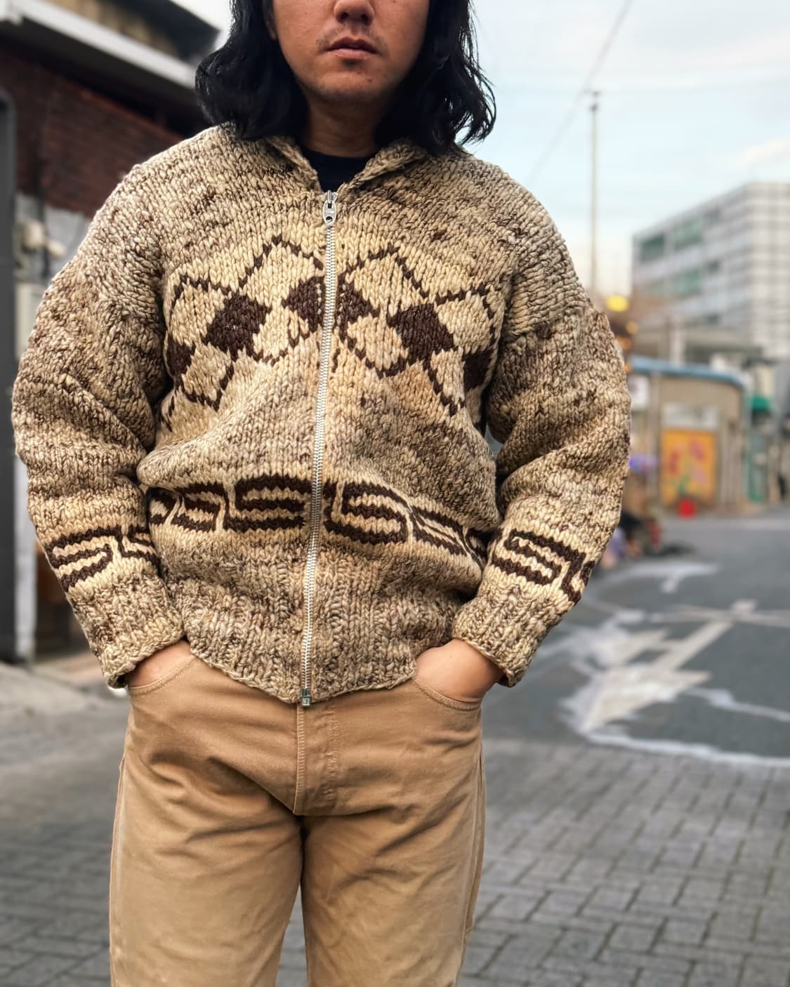 (60‘s 라이트닝 지퍼) 빈티지 코위찬 스웨터 105 상품이미지8