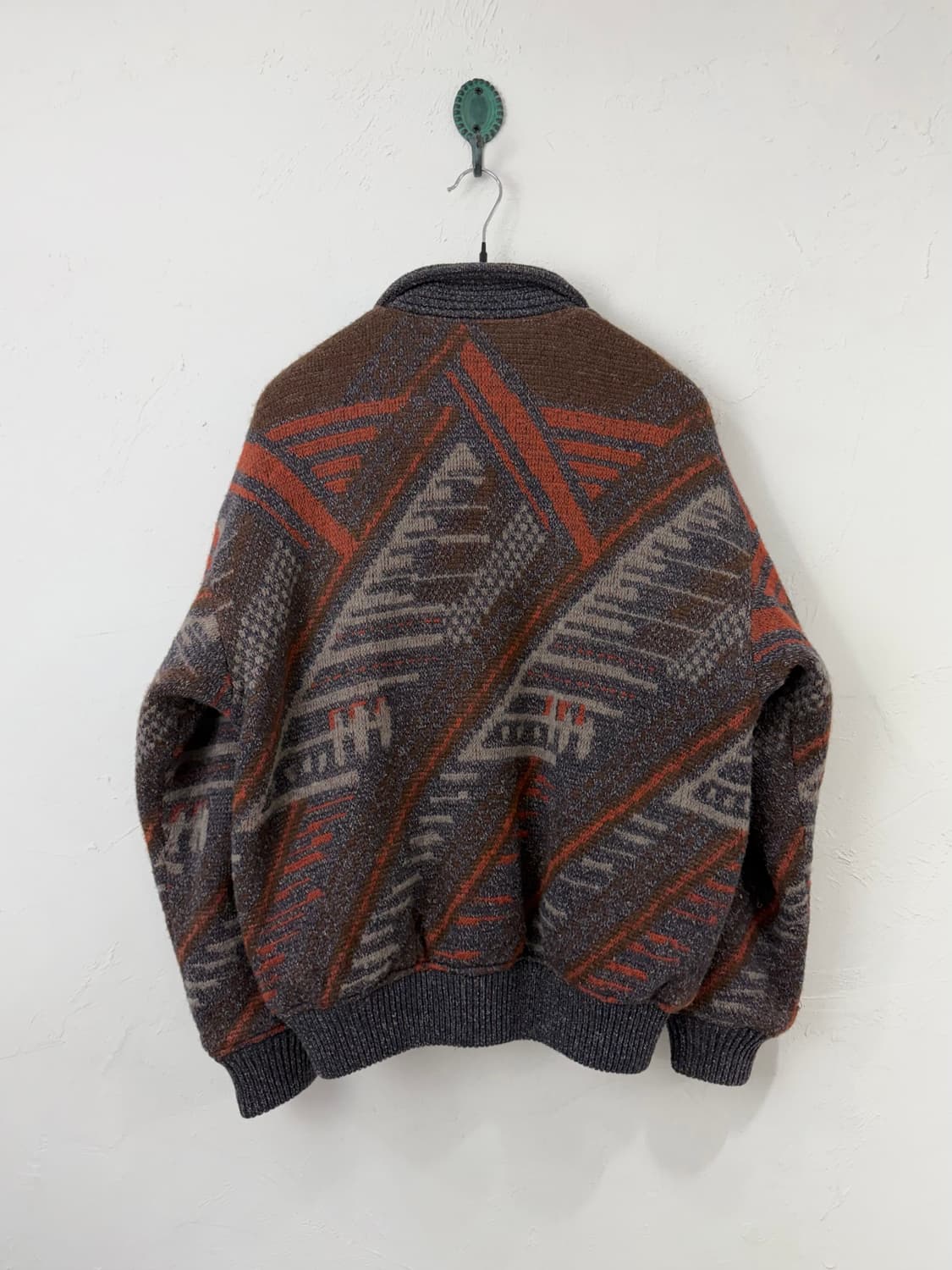 90s INTERMEZZO 지오메트리 패턴 니트 블루종 (리버서블) 상품이미지3