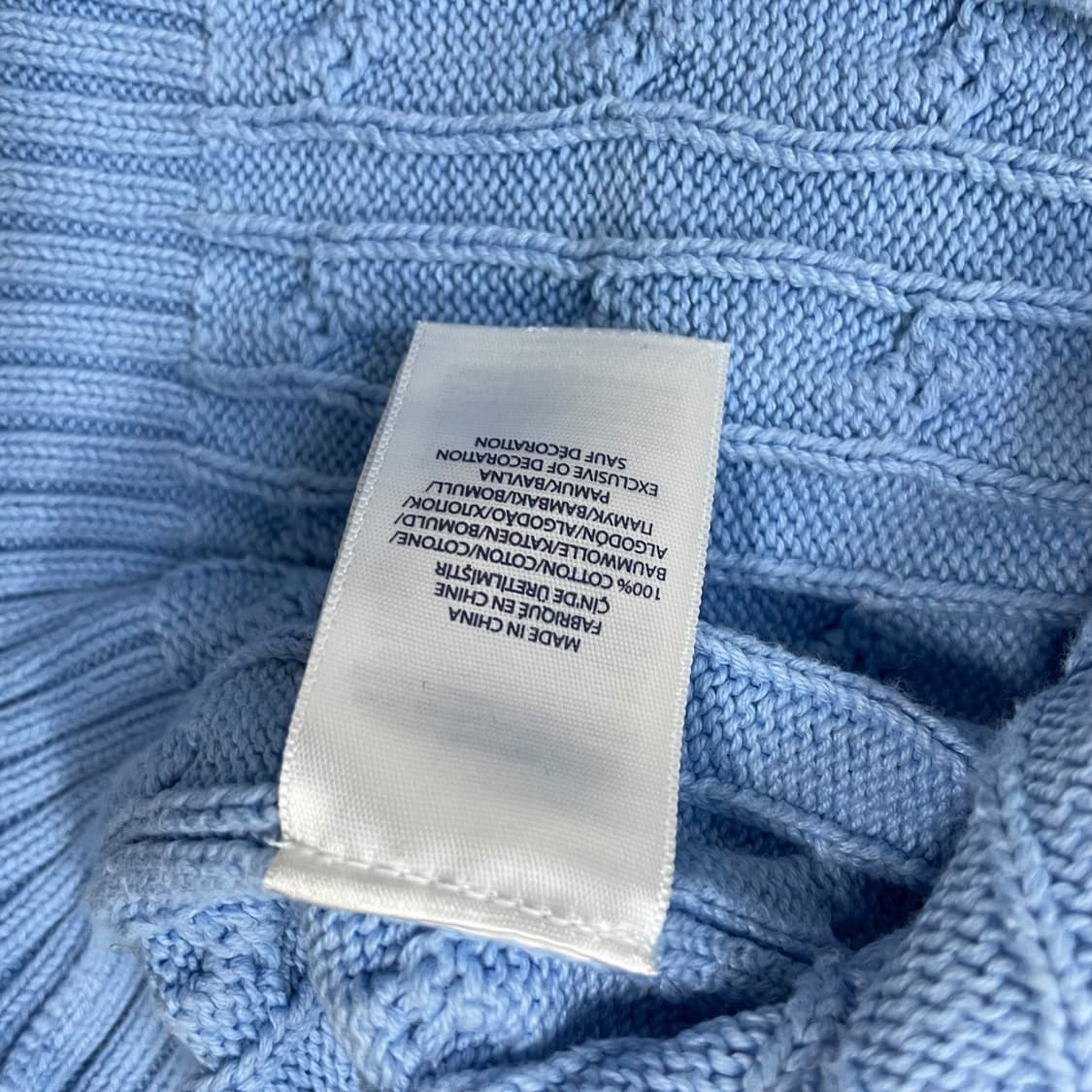 폴로 랄프로렌 포니 로고 케이블 라운드 니트 소라 상품이미지5