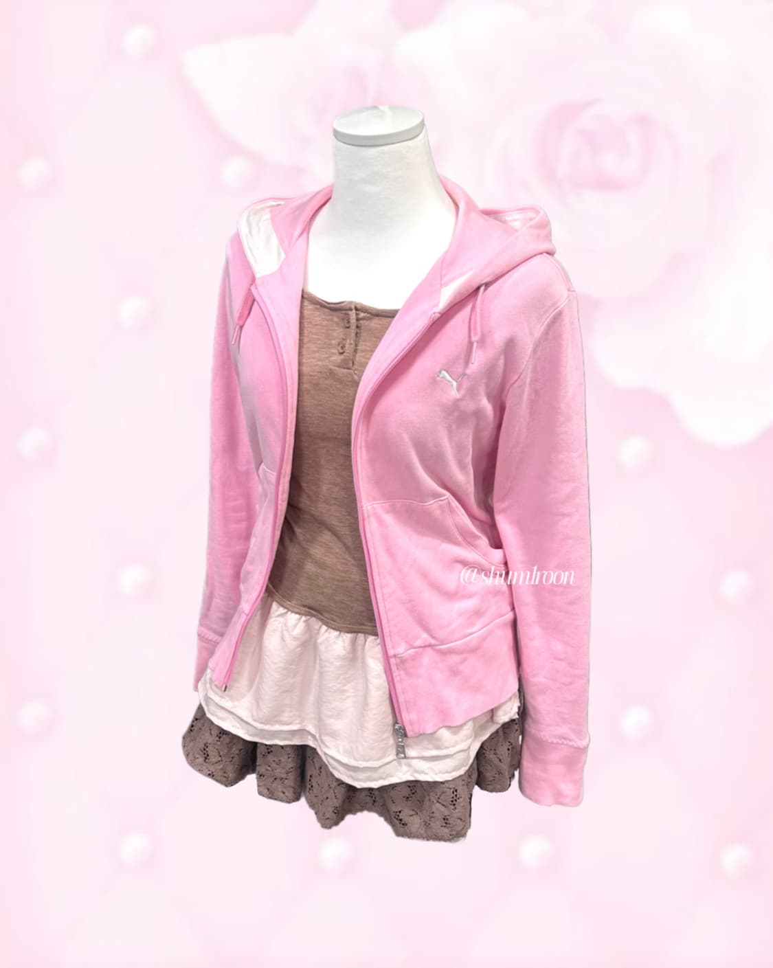 푸마 발레코어 연딸기핑크 후드집업 히메갸루 상품이미지4