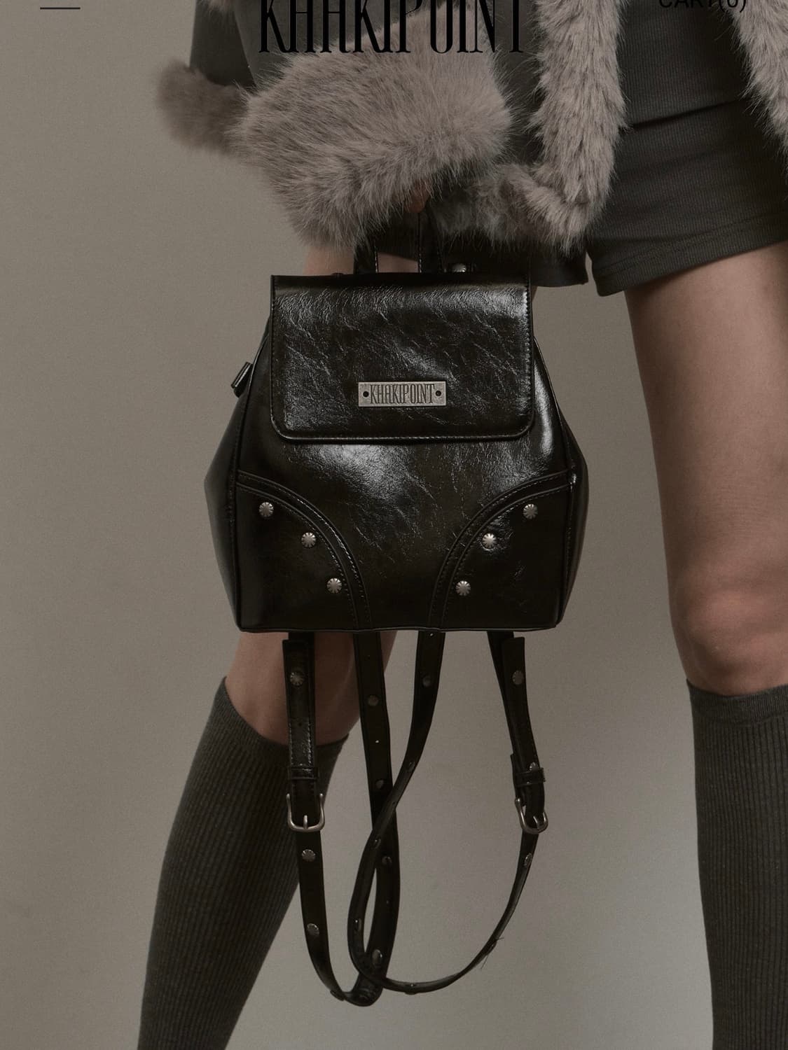 카키포인트 스터드 백팩 상품이미지3