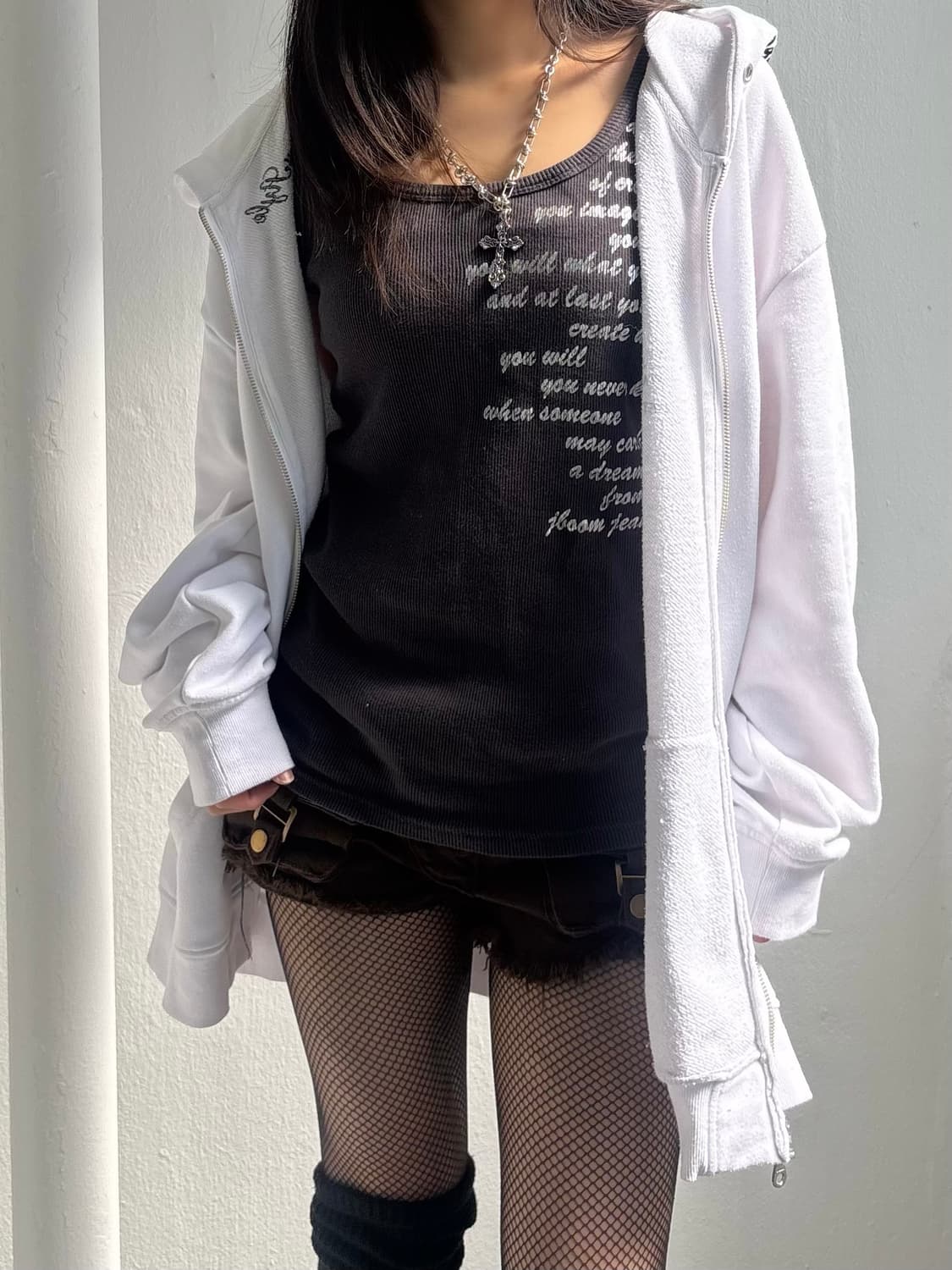 Japanese Vintage White Skull Hood Zip-Up 상품이미지6