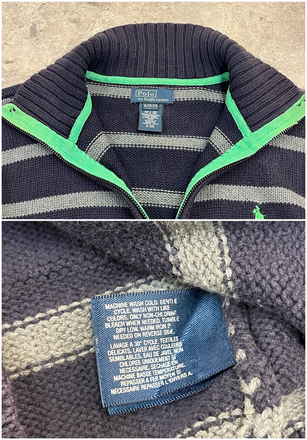 폴로 랄프로렌 스트라이프 니트 집업 네이비 XL #csz2185 상품이미지4