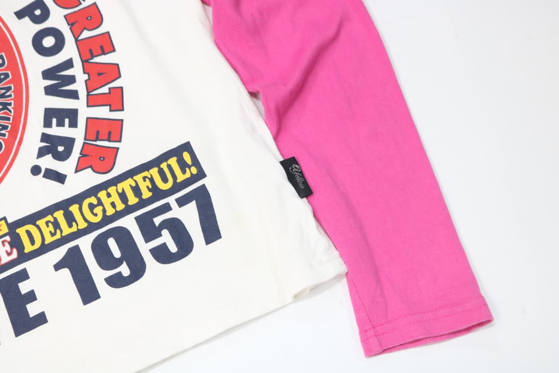 옐로우 랭킹 핑크색 레글런 긴팔 티셔츠 상품이미지5