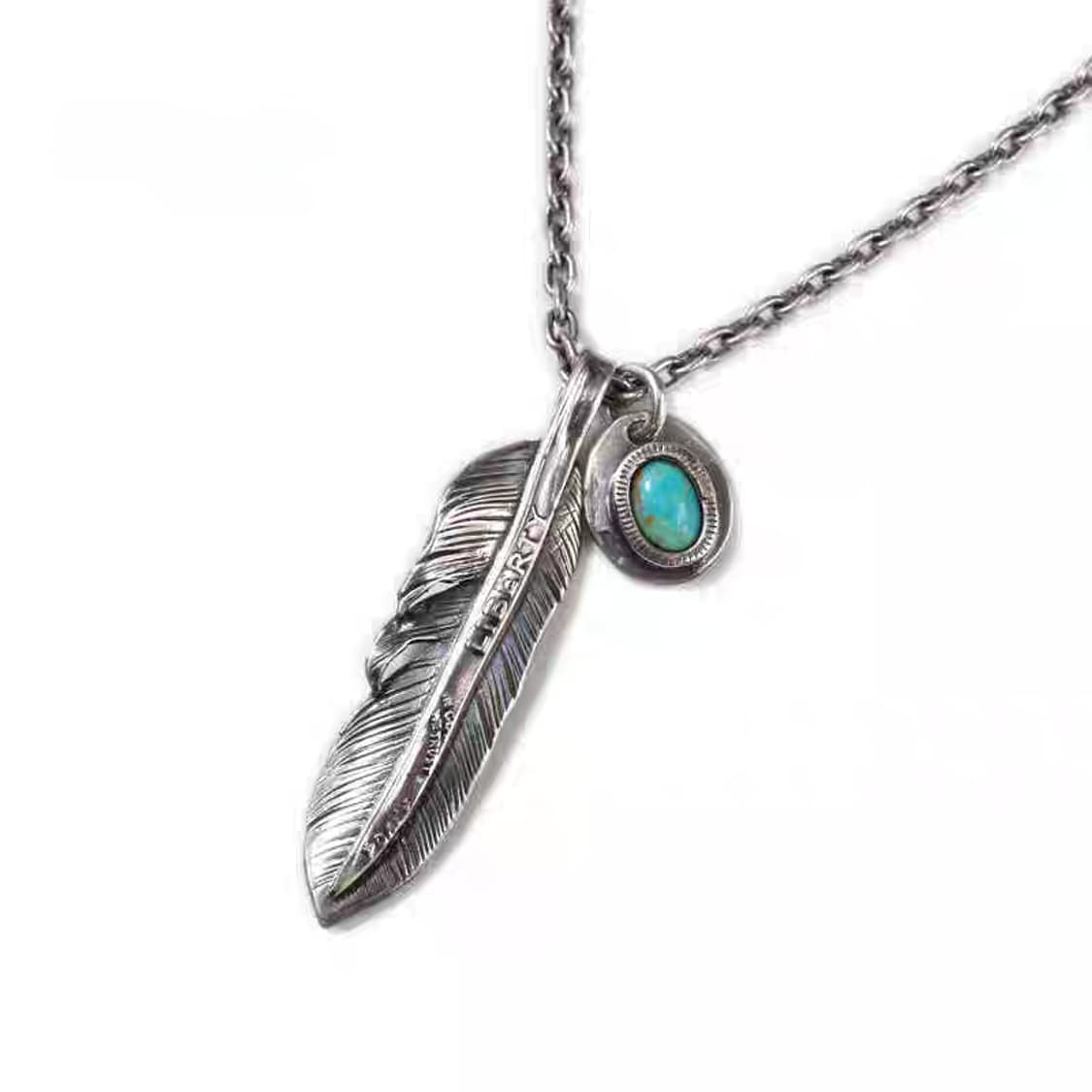 Oceanora 핸드메이드 터키석 페더 실버 목걸이 상품이미지2