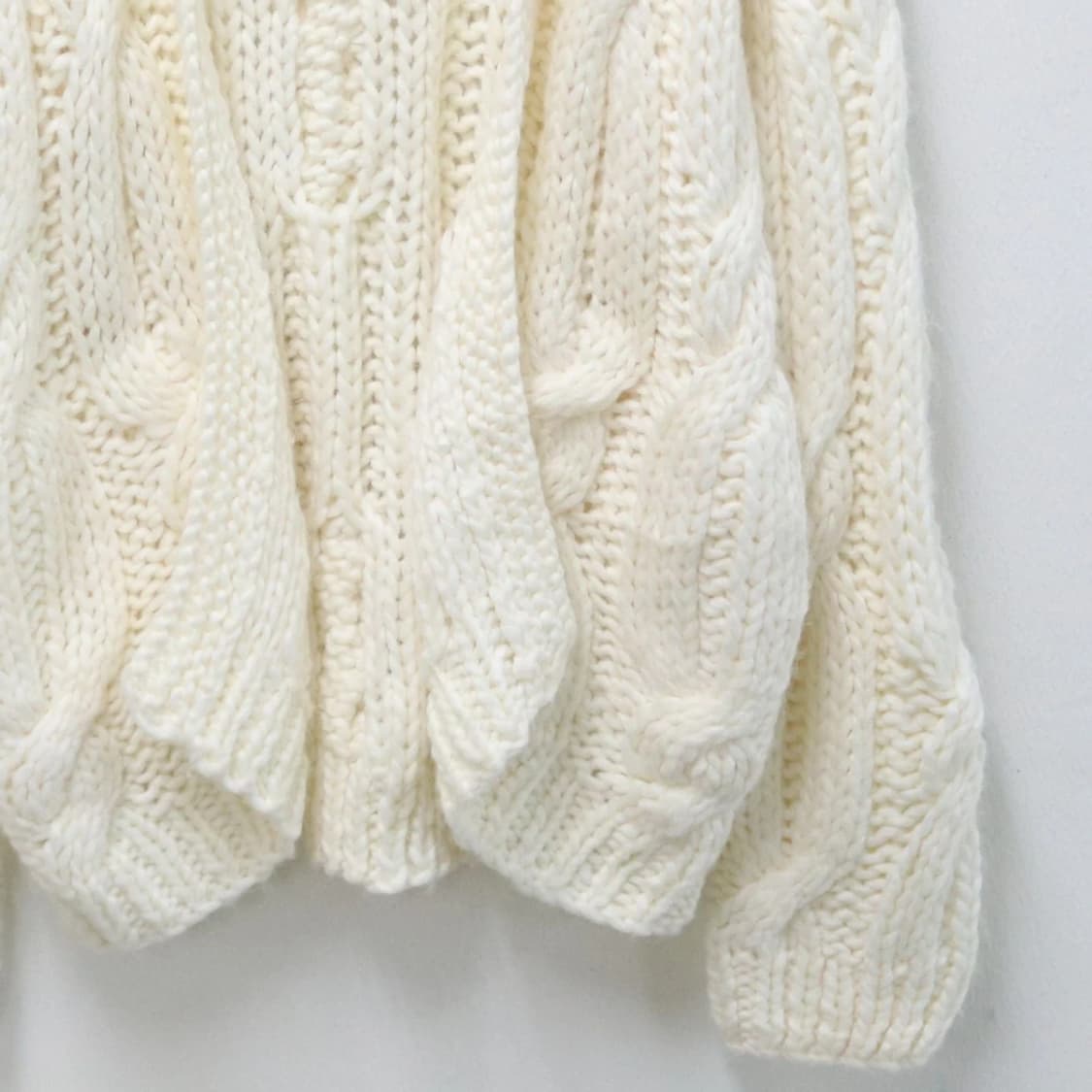 FLAIR 히메갸루 울 혼방 꽈배기 가디건 63057 상품이미지4