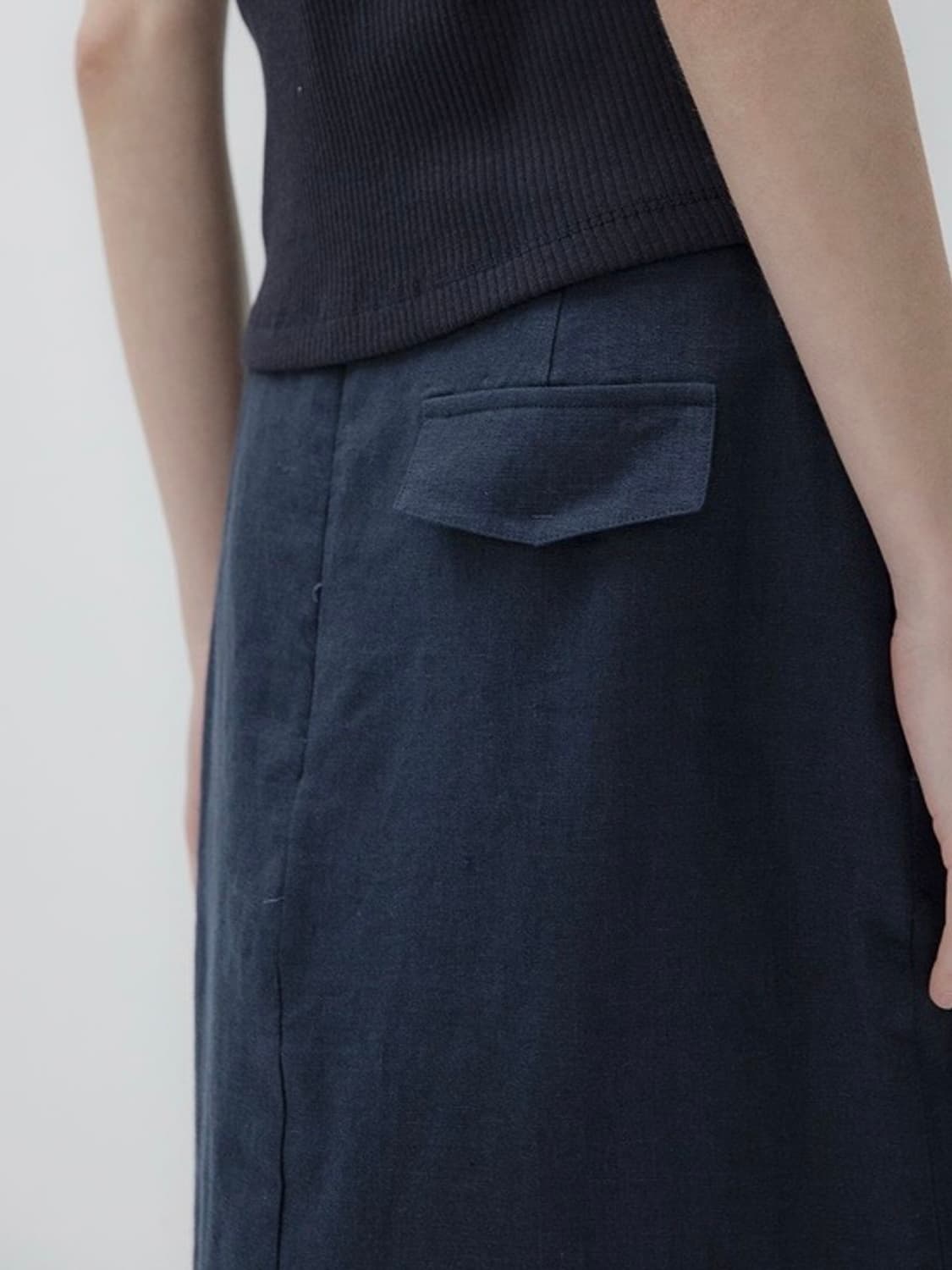 블루브릭 Linen string skirt (navy) S 상품이미지10