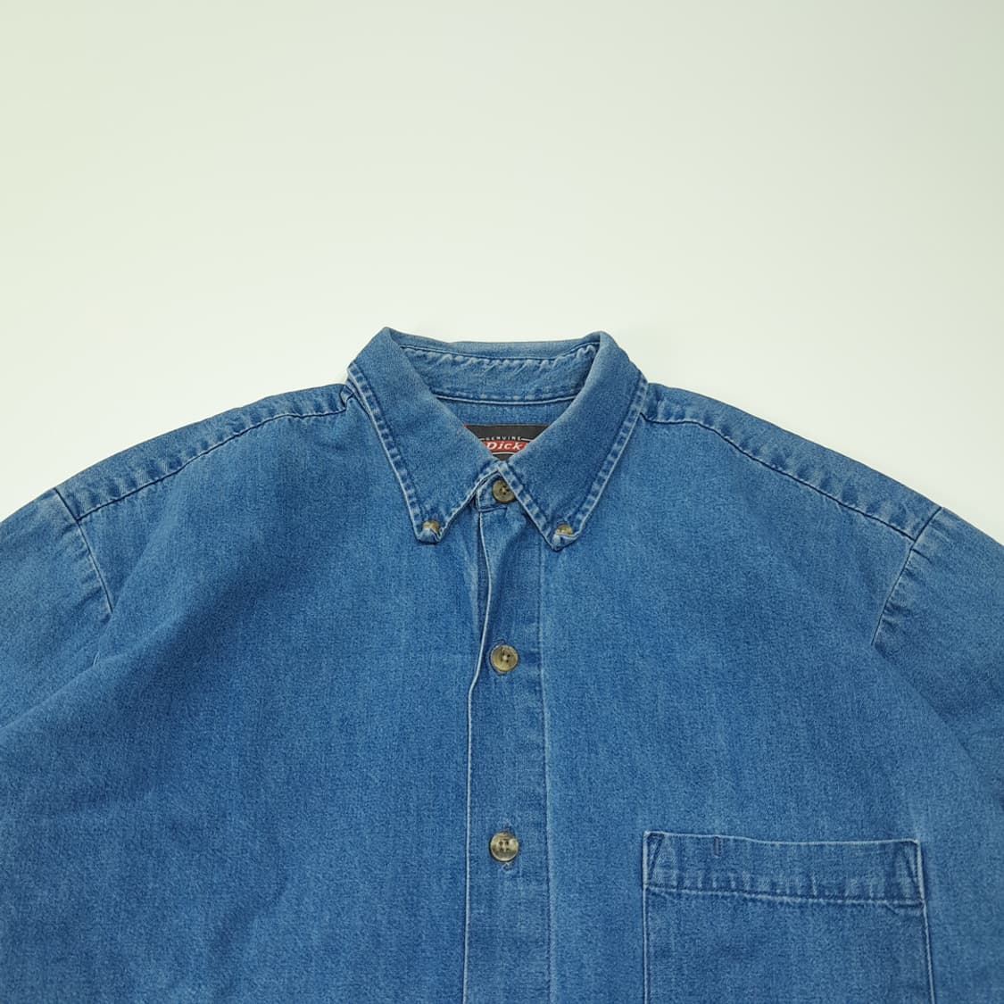 CL511 M 디키즈 90s 멕시코판 코튼 버튼다운 중청 데님셔츠 남방 상품이미지2