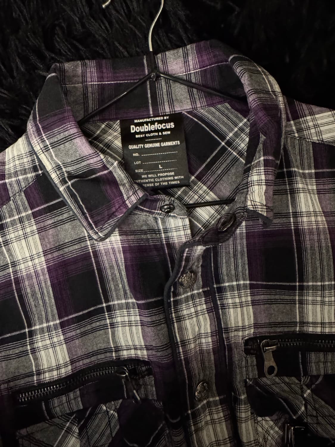 Doublefocus purple black check shirts    상품이미지4
