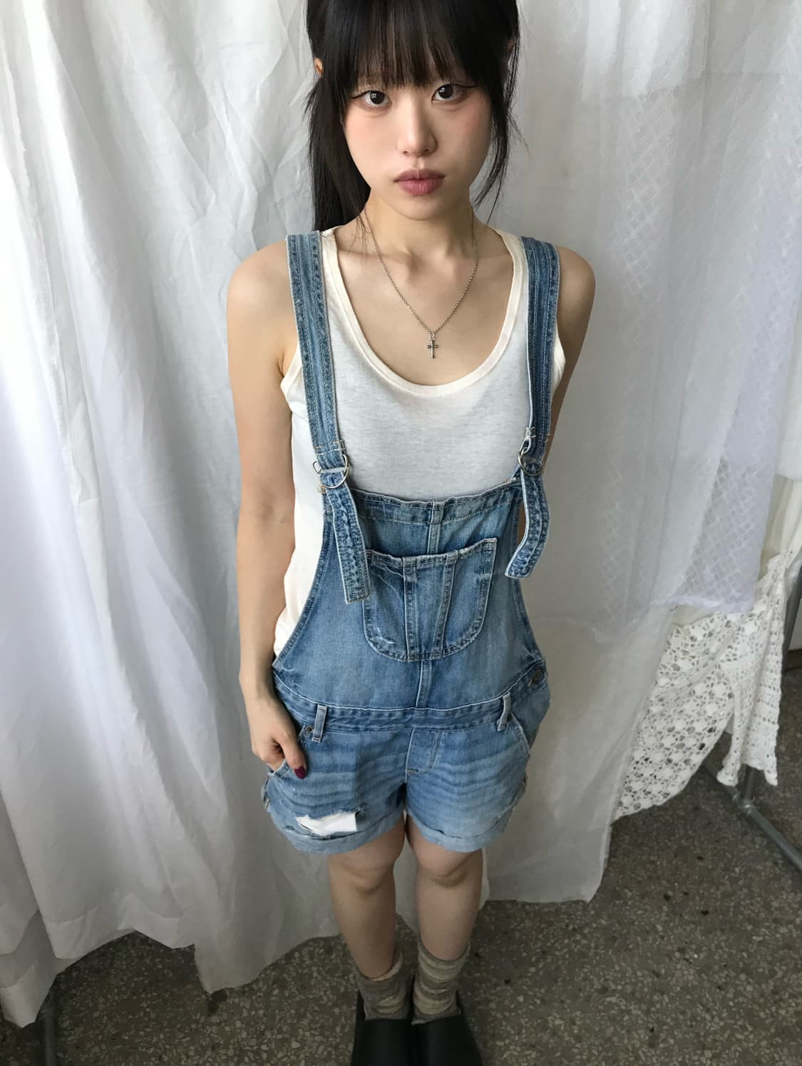 hollister 썸머 데님 오버롤 상품이미지1