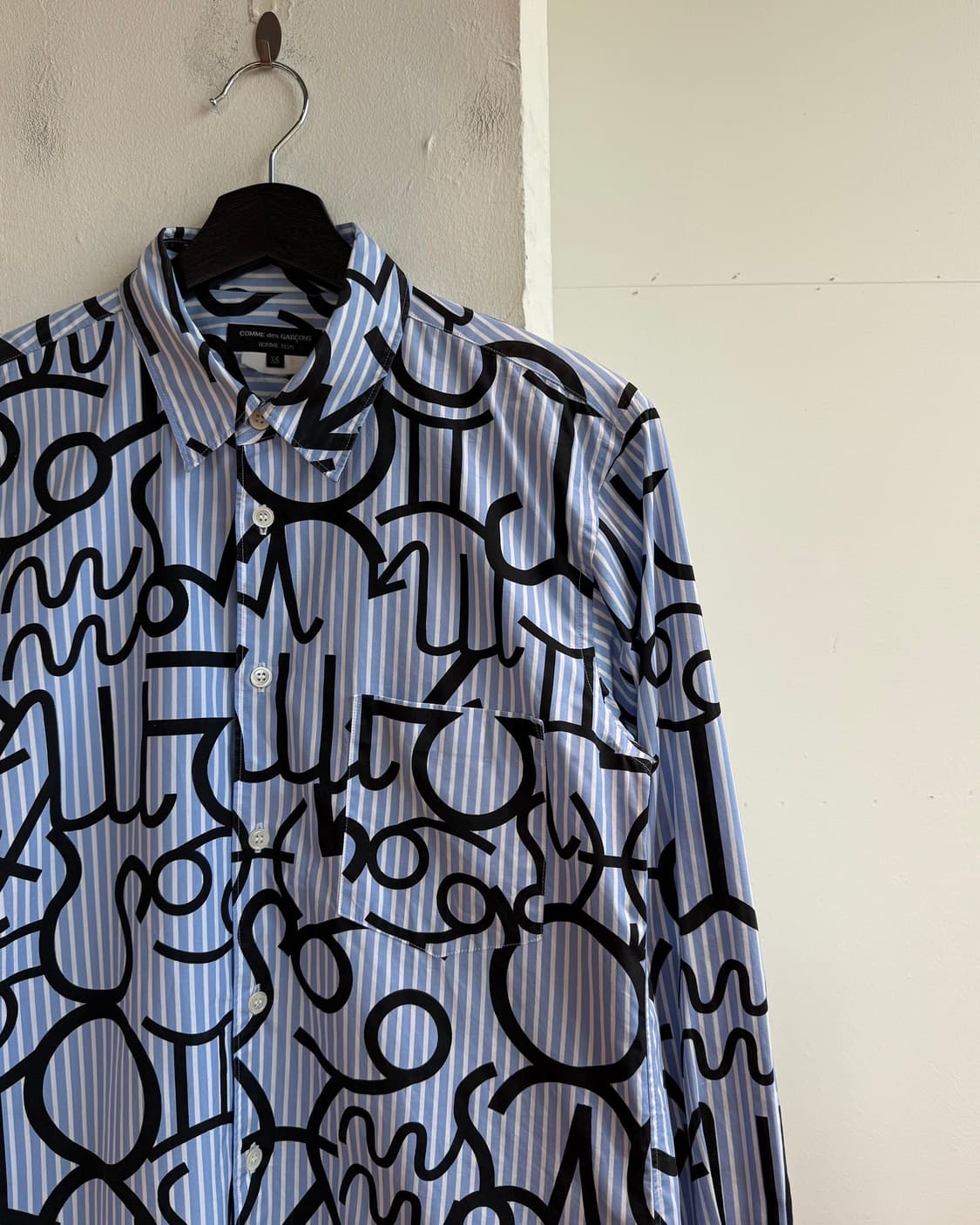 꼼데가르송 옴므 플러스 AD2012 블루 스트라이프 패턴 셔츠  상품이미지5