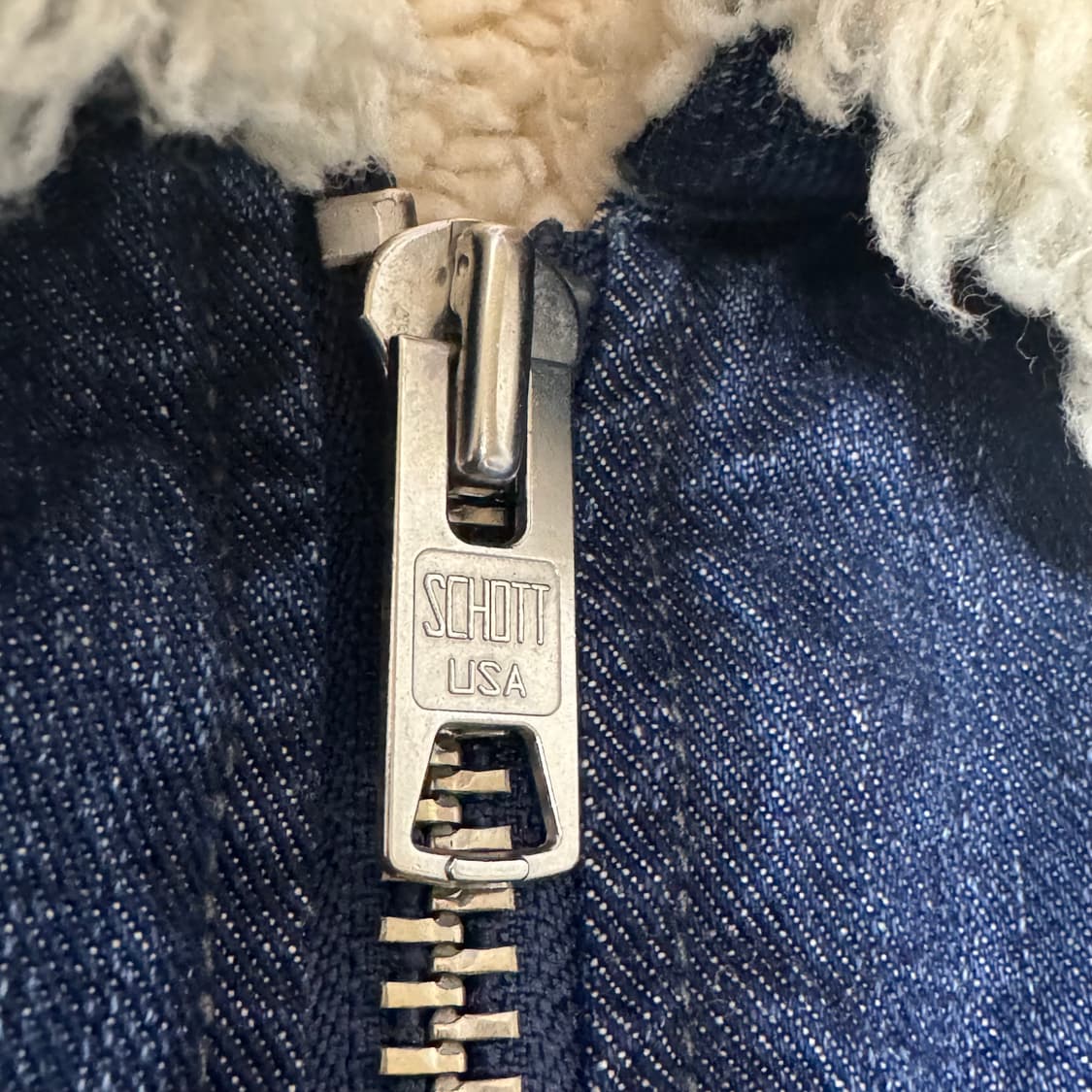 Schott 쇼트 데님 보아 쉐어링 자켓 XL 상품이미지6