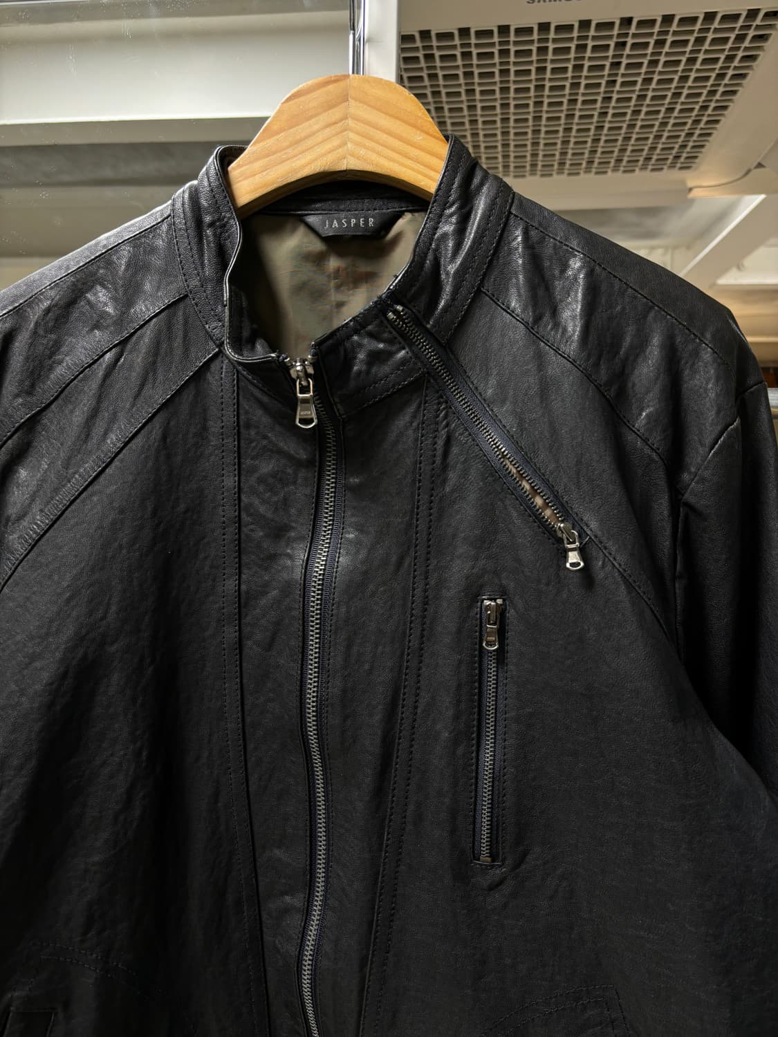 빈티지 카페레이서 쉽스킨 레더 자켓 상품이미지6