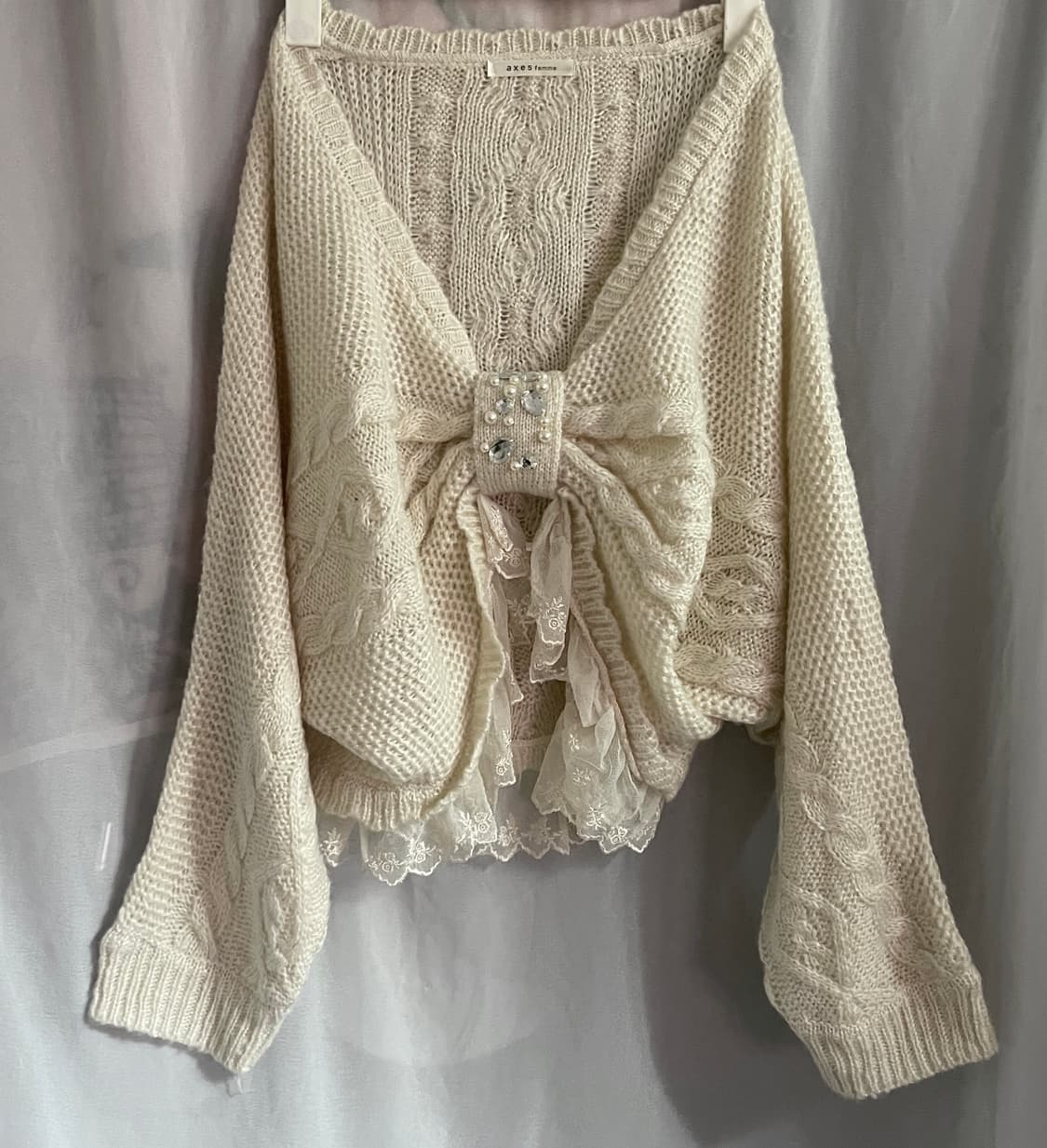 Axes femme 엑시즈팜 리본 비즈 탑+페어리그런지 스커트 상품이미지3