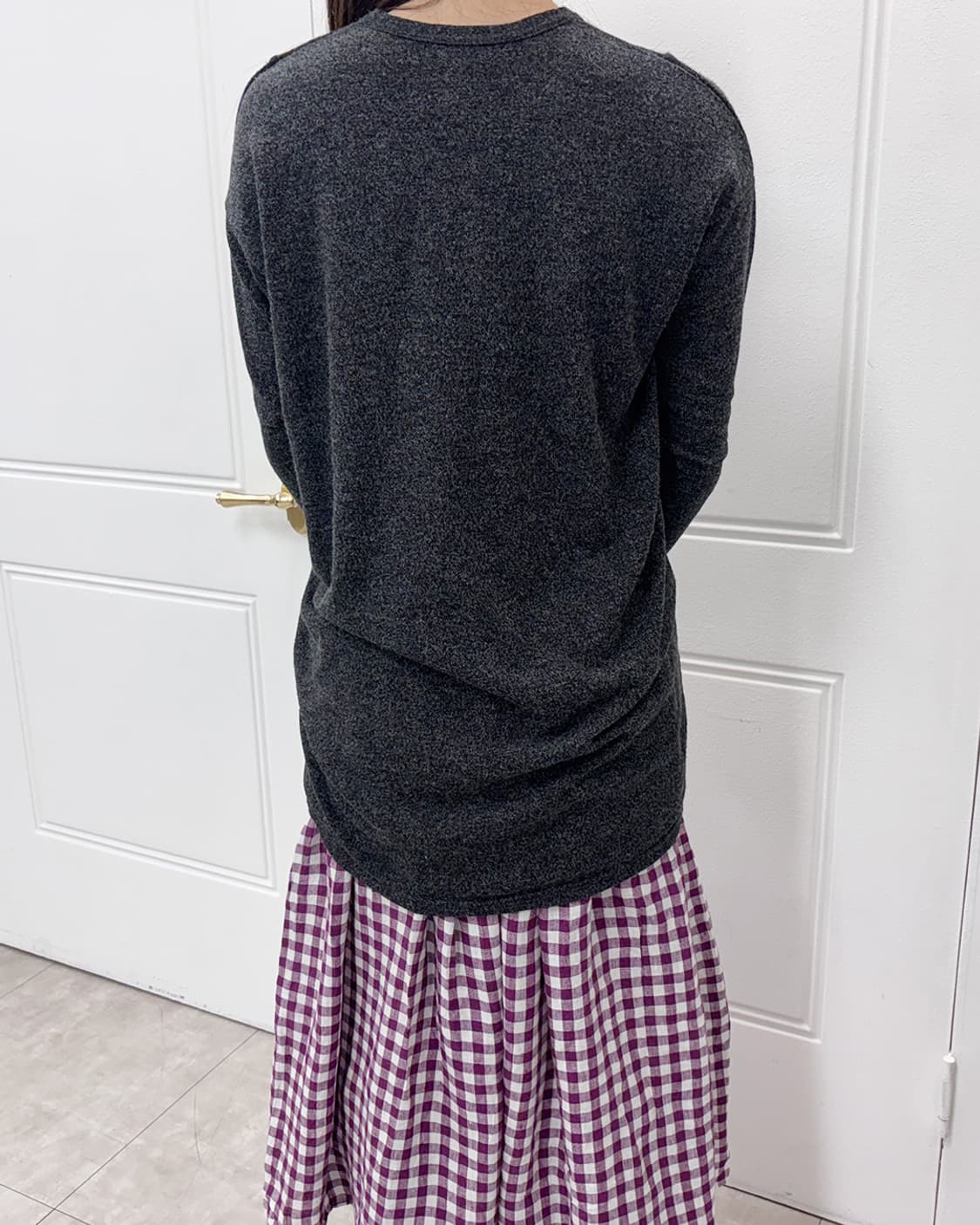 0000 By N 44 Acc 셔링 울 배색 언발 탑 상품이미지4