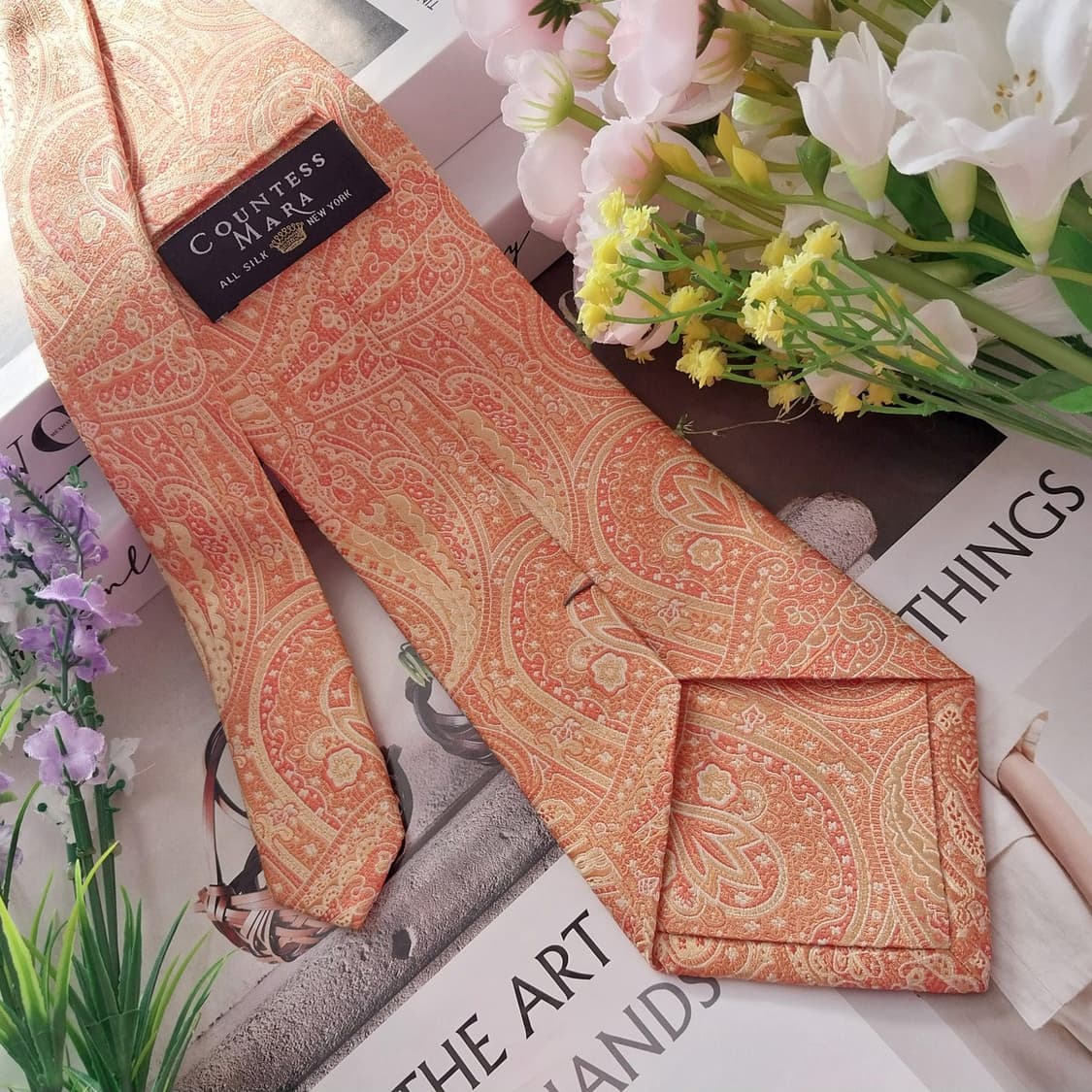 카운테스마라 실크 오렌지 페이즐리 넥타이 9.6cm A+등급 K1336
 상품이미지5