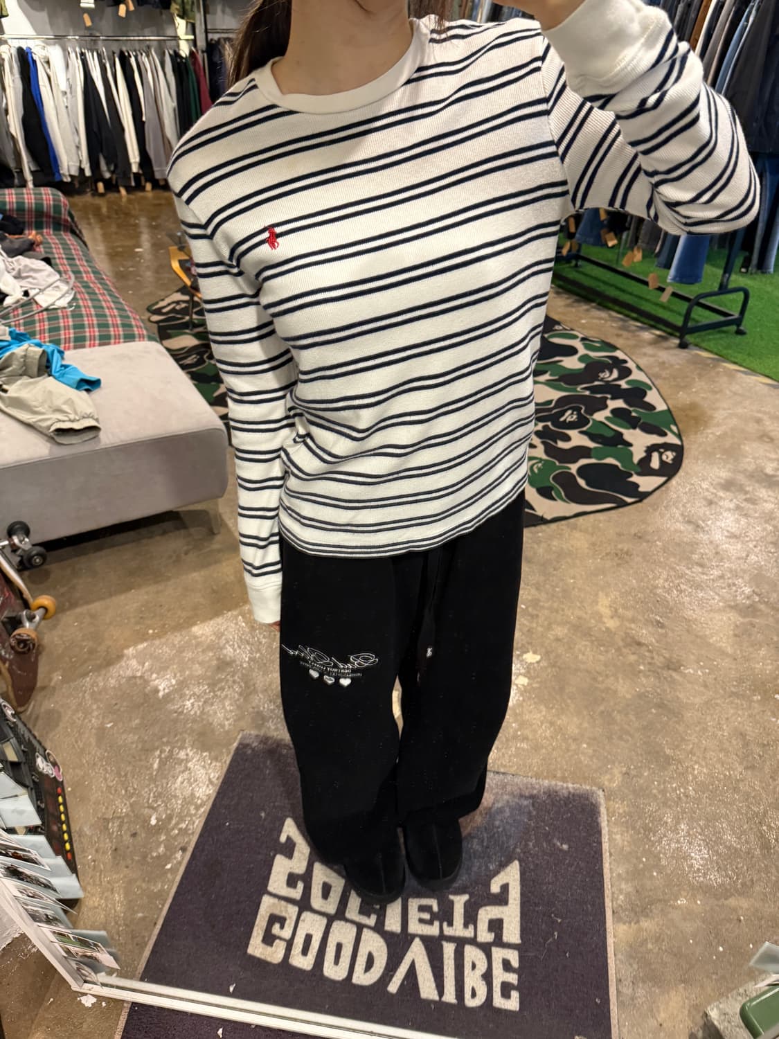 폴로 랄프 로렌 스트라이프 와플 코튼 롱 슬리브 상품이미지2