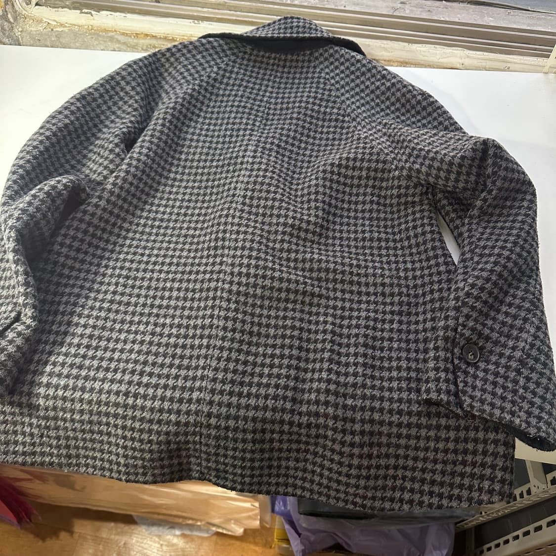 우먼M-L 지오송지오 하운드투스체크 핸드메이드 리얼버튼 더블울자켓 상품이미지4