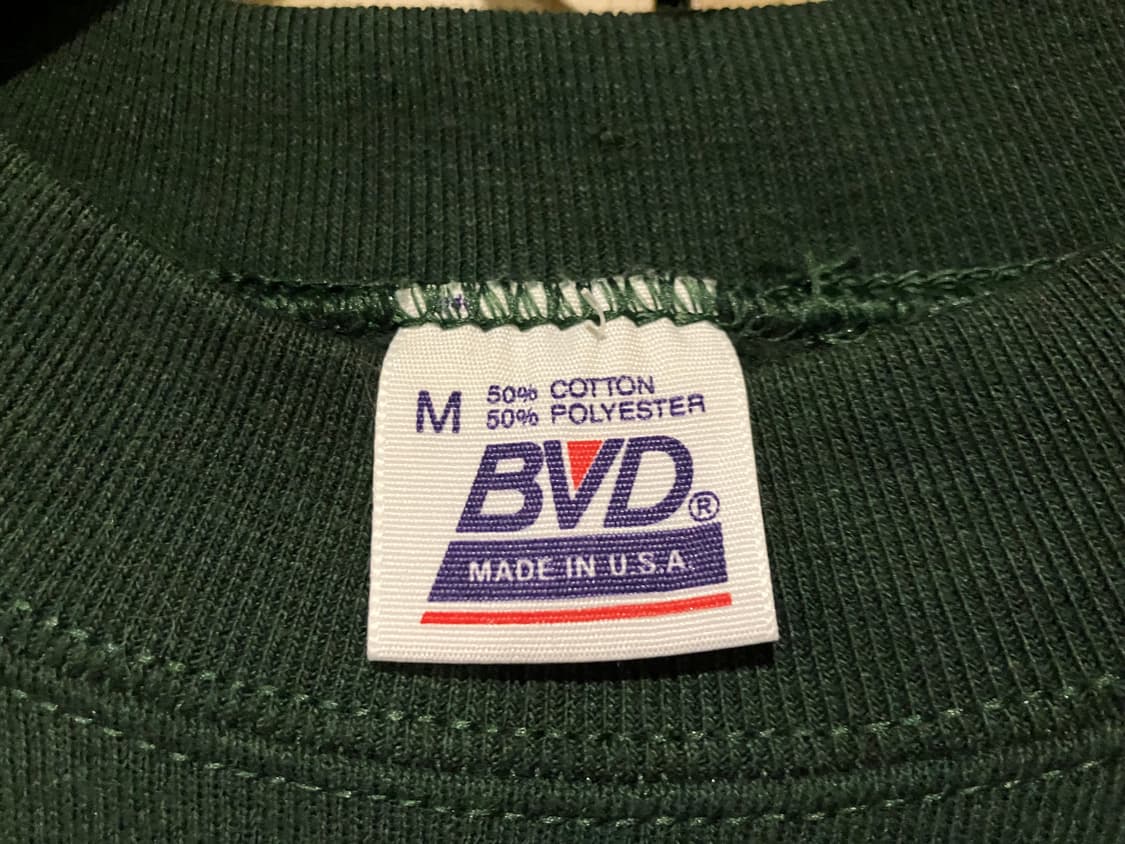 빈티지 USA 90s BVD 포레스트그린 무지 스웻셔츠 남녀공용 M 95 상품이미지2