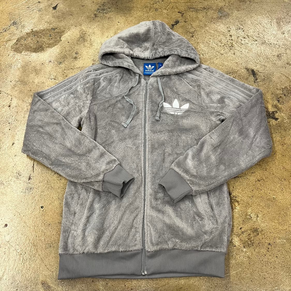 아디다스 그레이 백로고 후리스 후드집업 90 상품이미지2