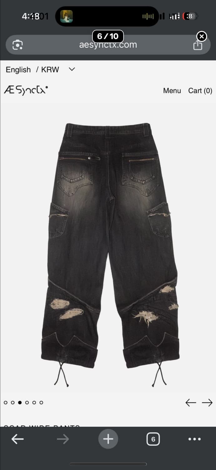 급처)Aesynctx SCAR WIDE PANTS L 상품이미지8