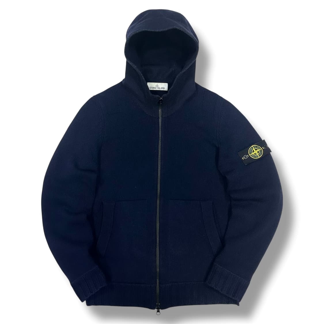 stone Island 딥블루 니트 투웨이 후드집업 상품이미지1