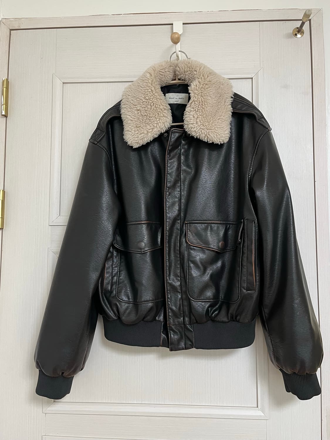 바질인보틀 레더 블루종 자켓(카라 탈부착) 상품이미지1