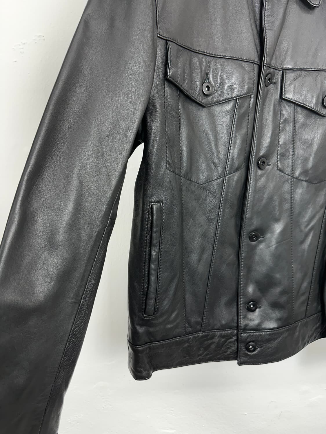 Zara Lambskin Leather Trucker Jacket 상품이미지5