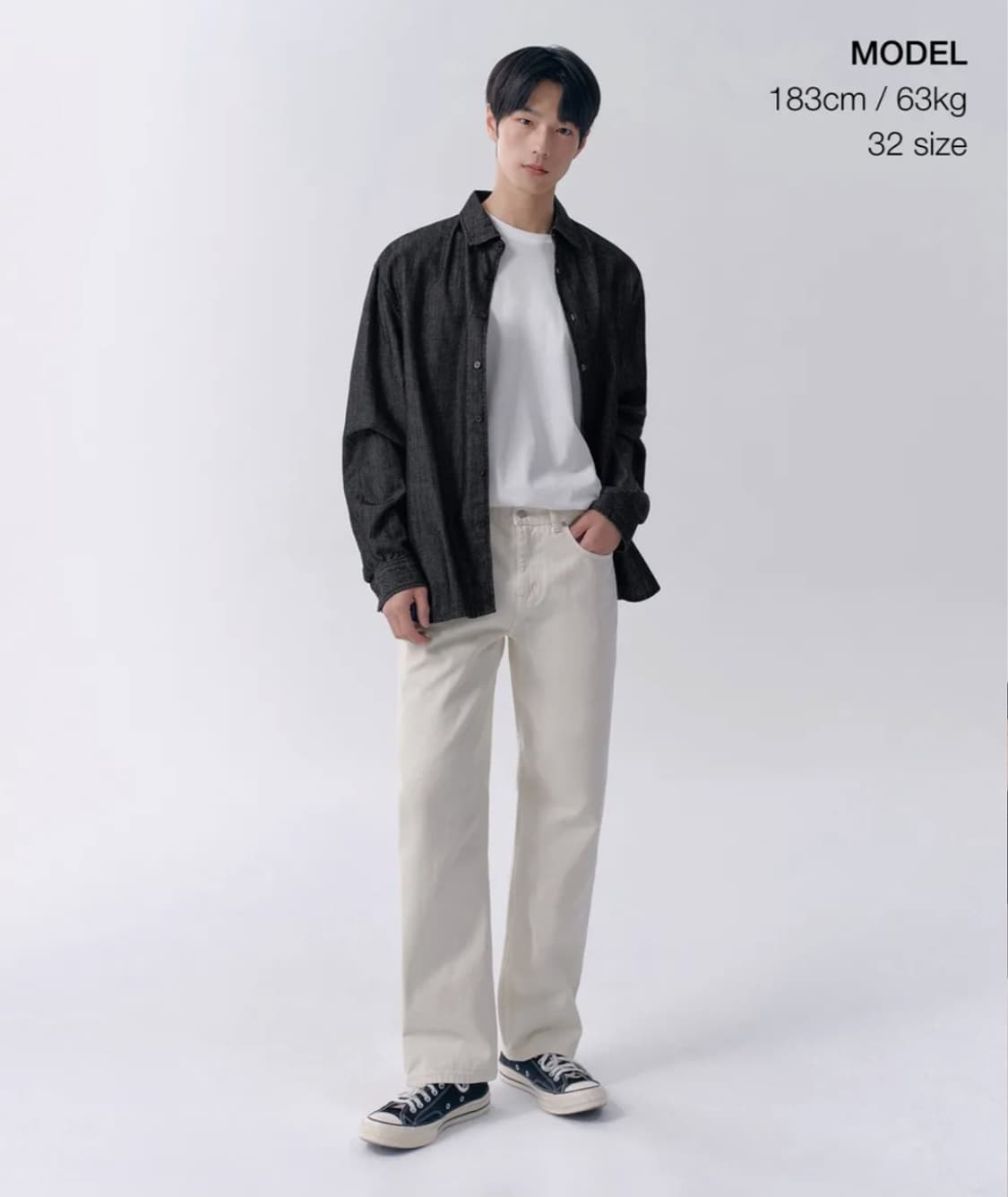 [32] 무신사 스탠다드 스트레이트 데님팬츠 크림진 청바지 면바지 치노 상품이미지1