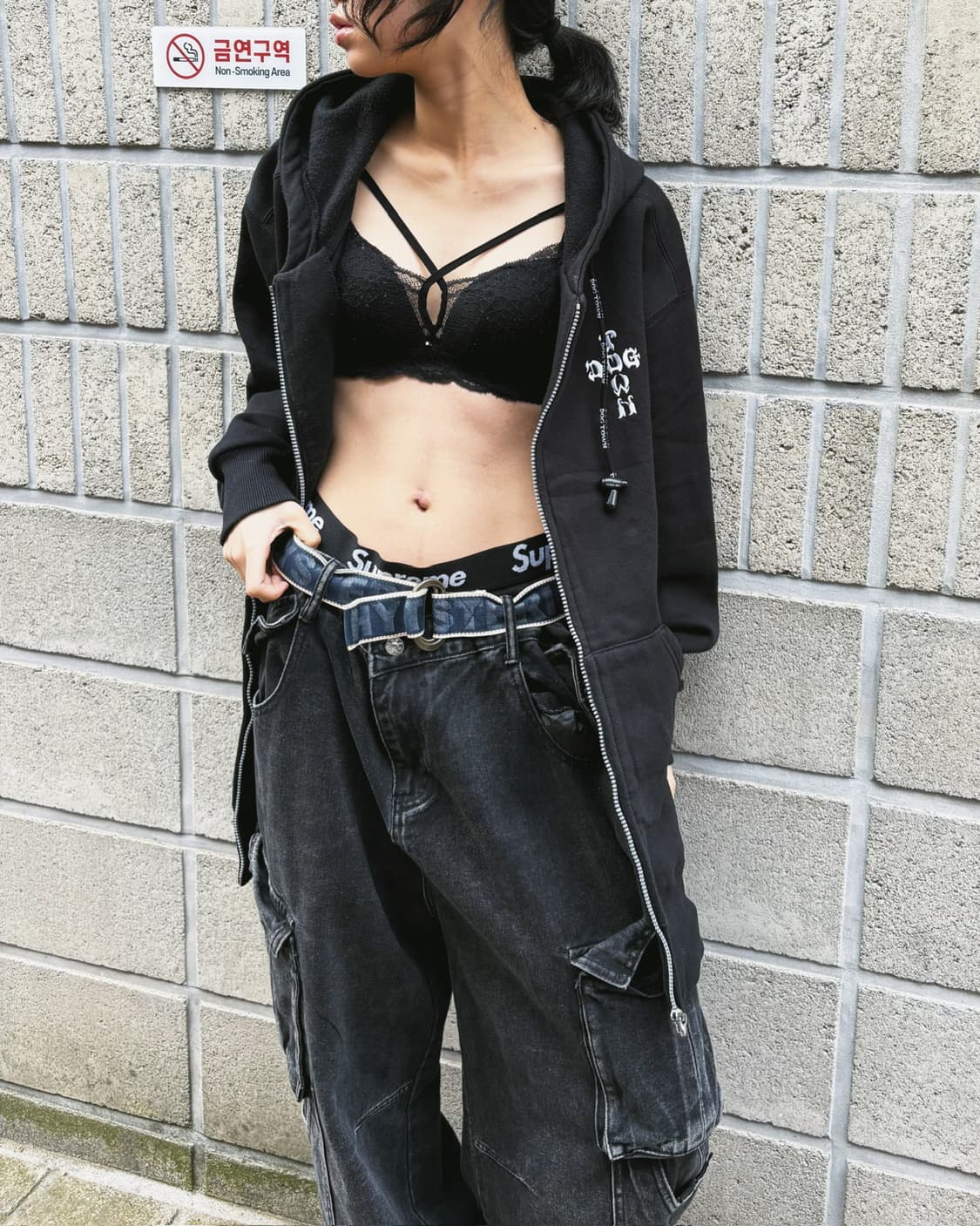 도그타운 블랙 드래곤 오버핏 후드집업 상품이미지3